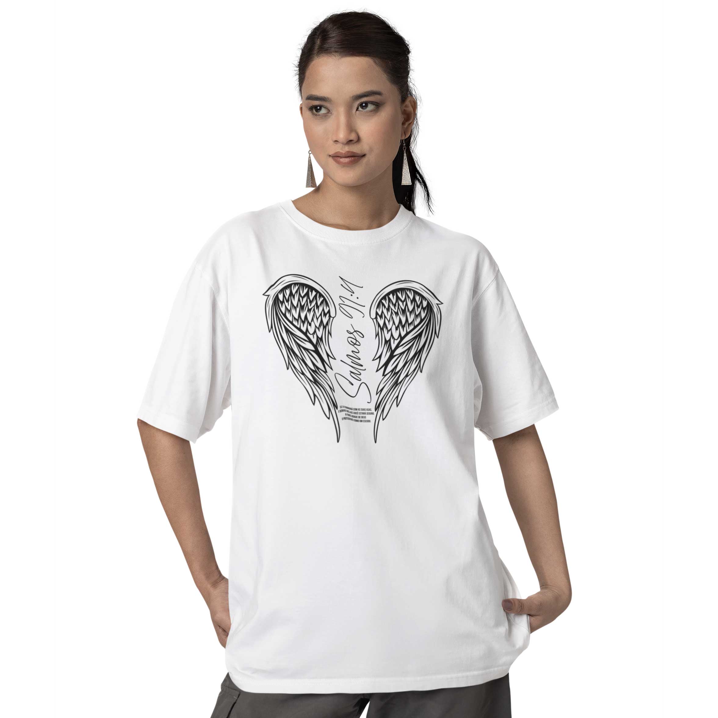 Camiseta Cristã Salmos 91:4 | Oversized