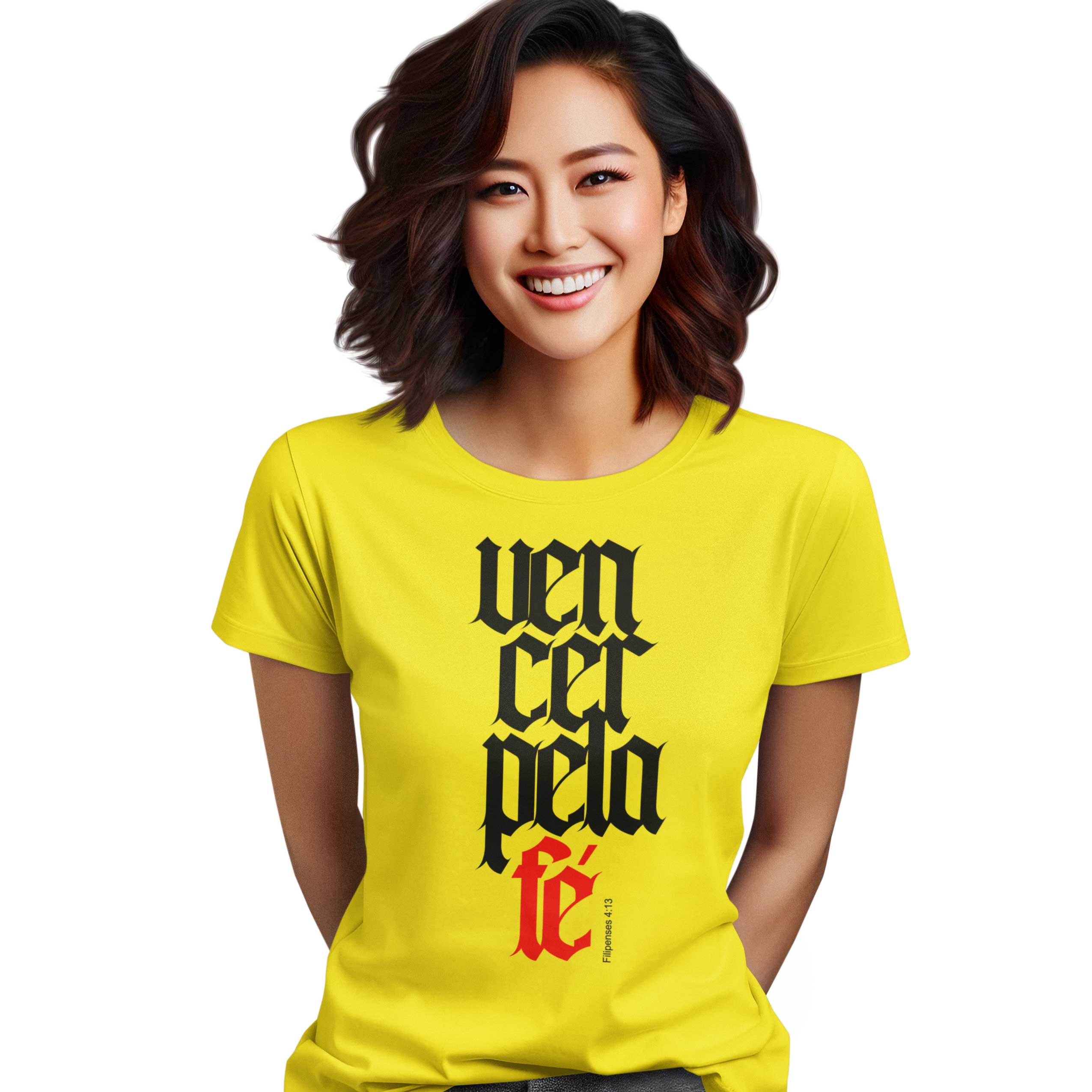 Camiseta Cristã Vencer pela Fé | Baby Long Quality