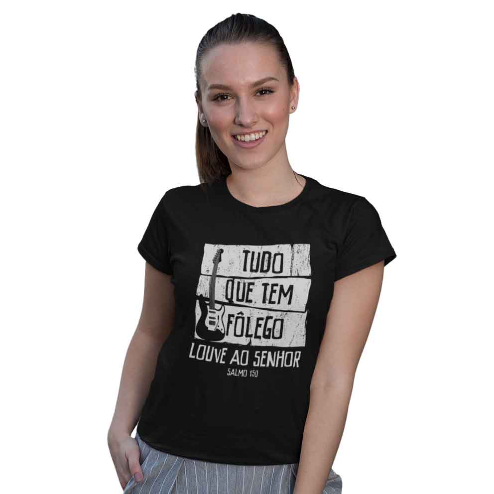 Camiseta Cristã Salmo 150 | Baby Long Quality