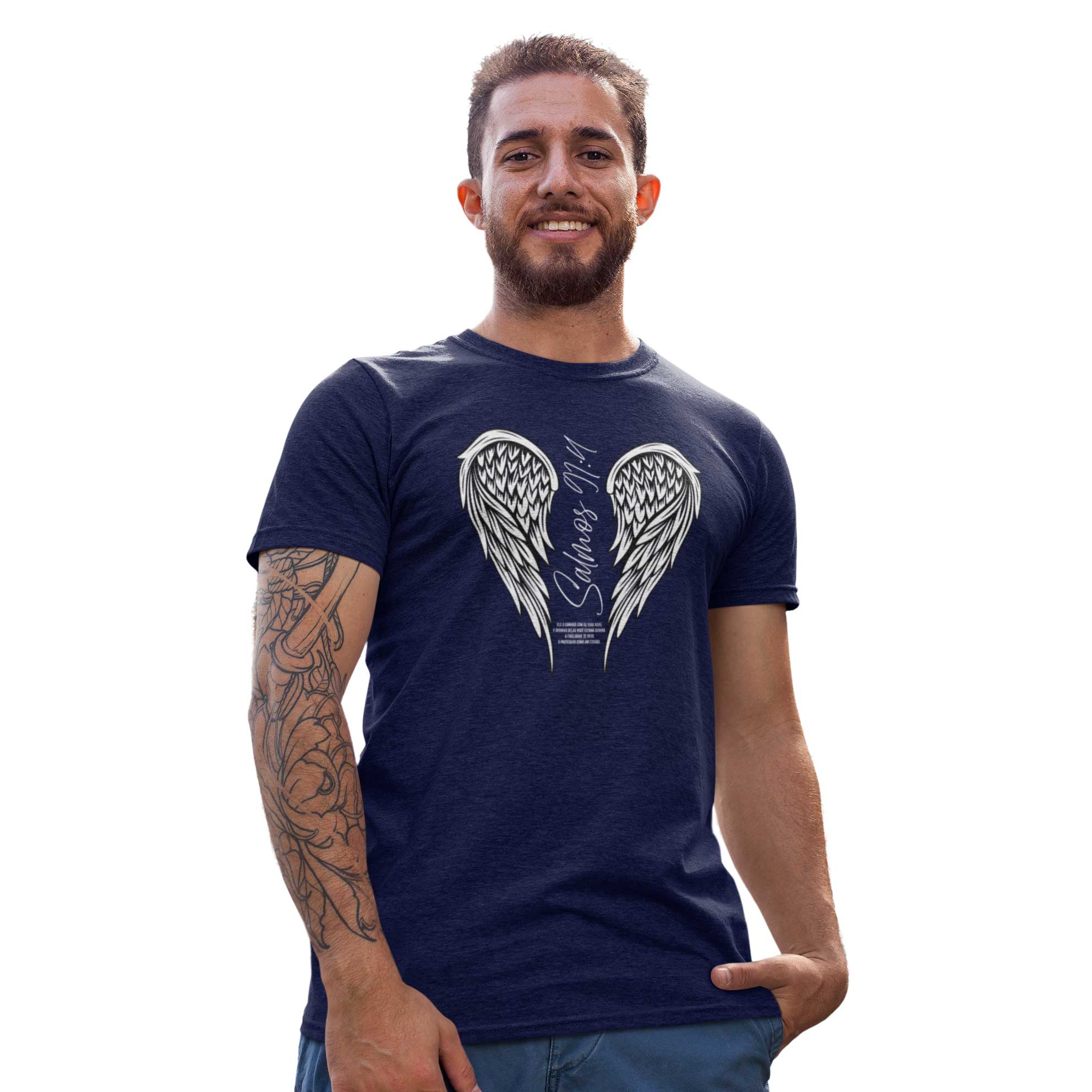 Camiseta Cristã Salmos 91:4 | Unissex Quality