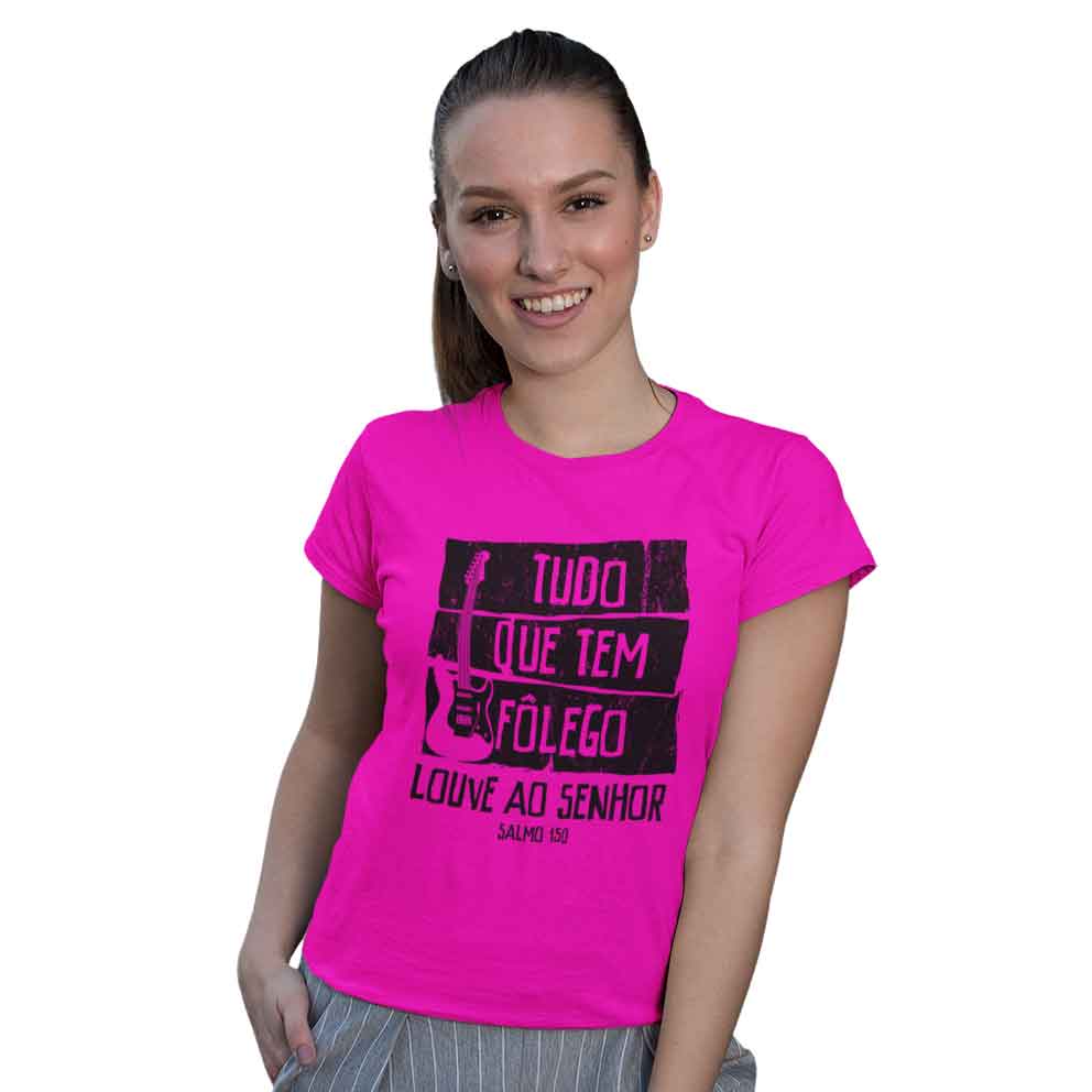 Camiseta Cristã Salmo 150 | Baby Long Quality