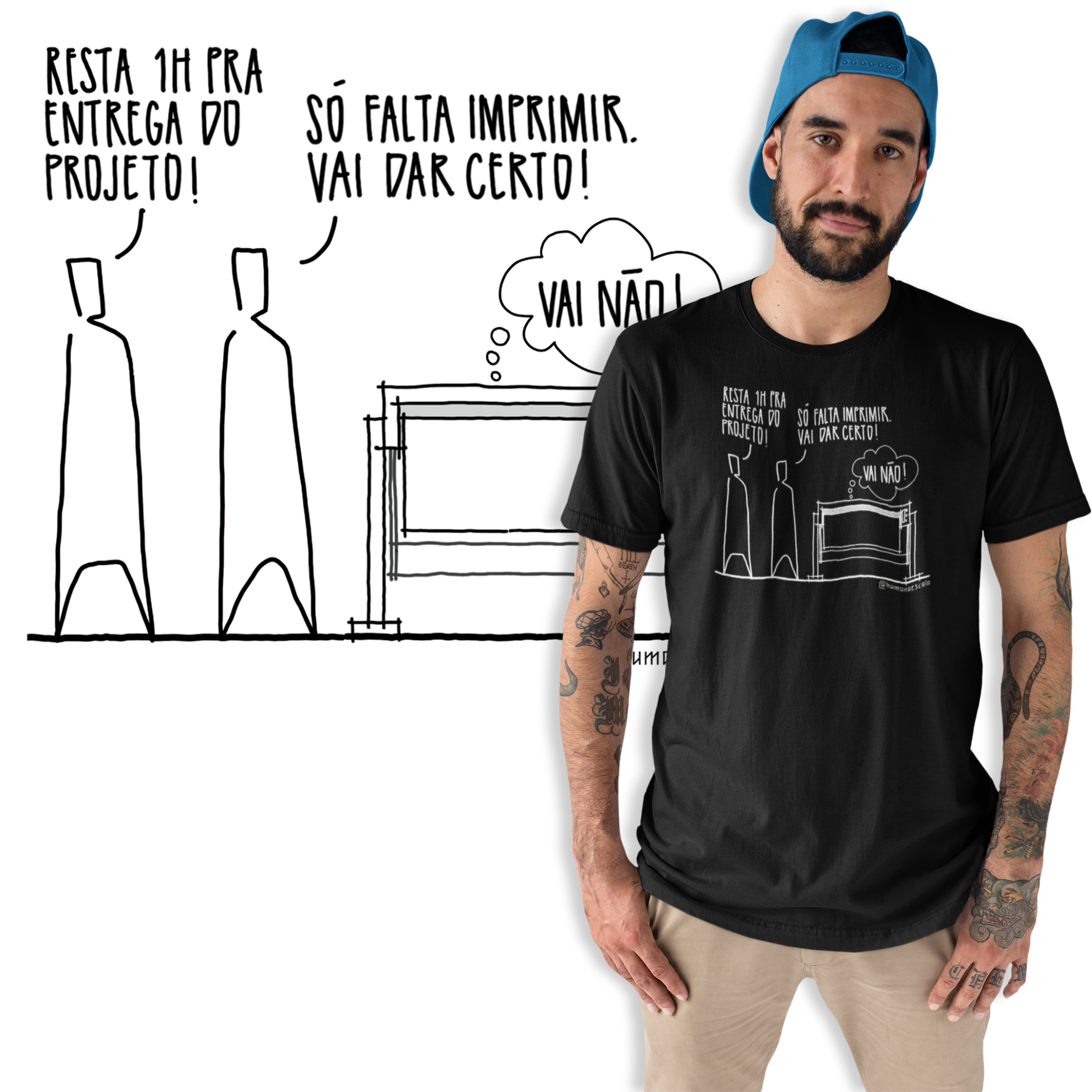 Camiseta Unissex Preta - Vai não!