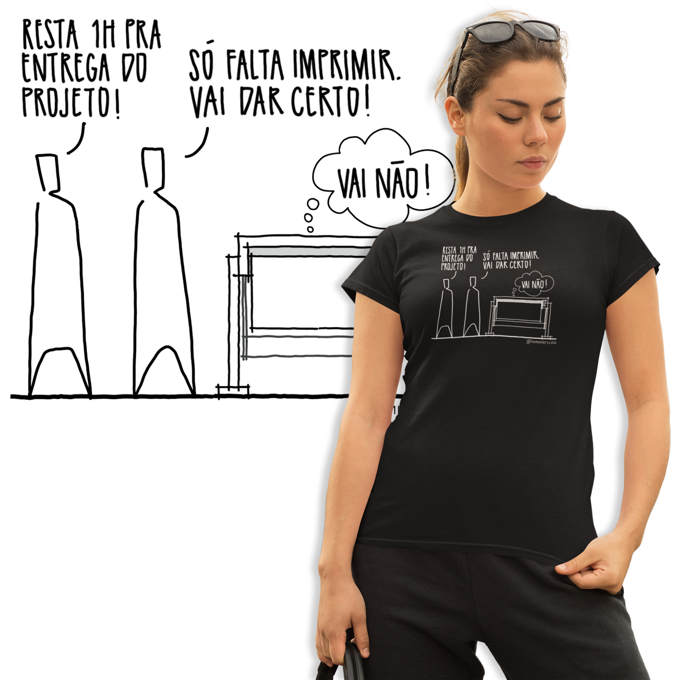 Camiseta Feminina Preta - Vai não!