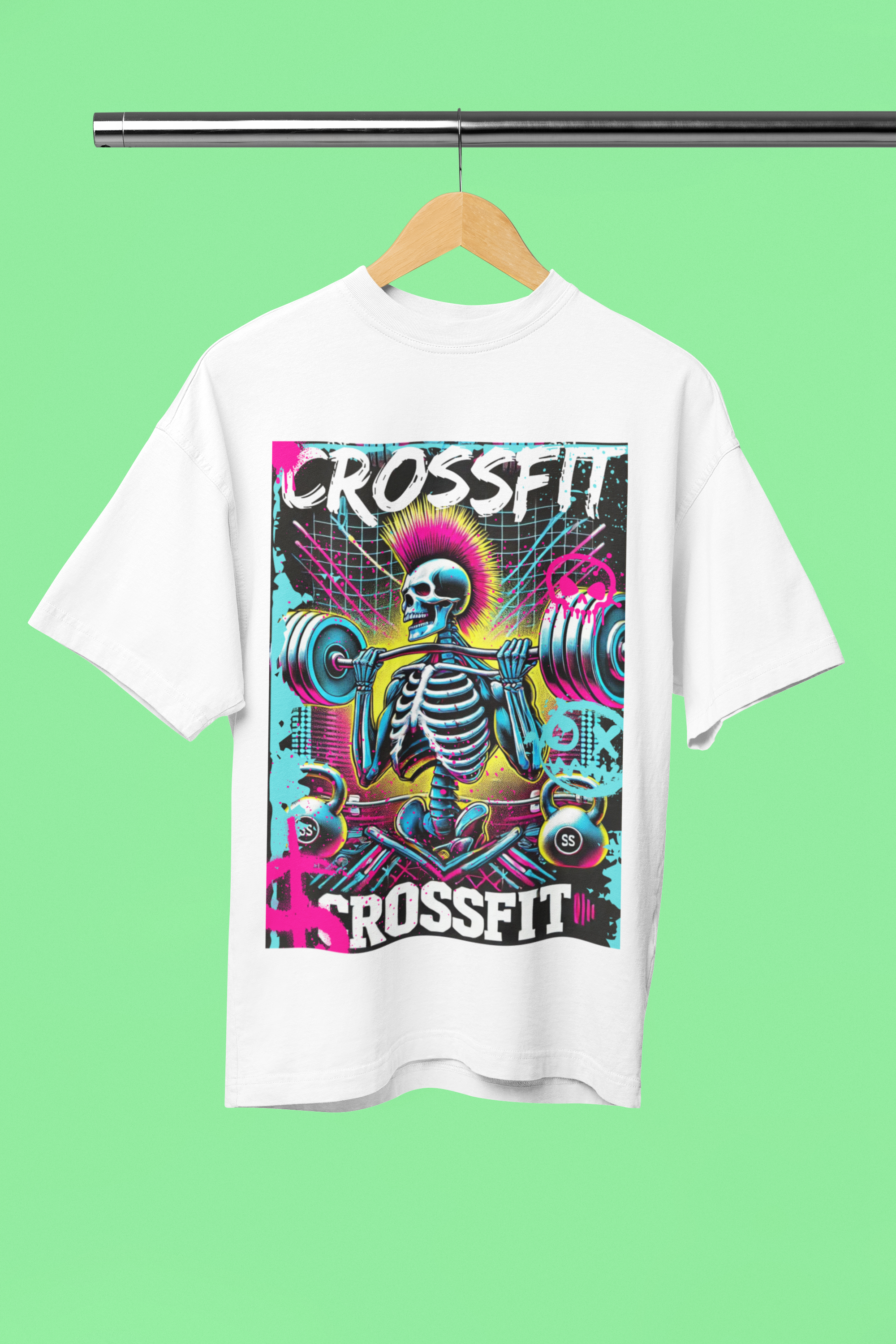 Nome do produto: Camiseta Oversized Off-White Estampa Skull Color