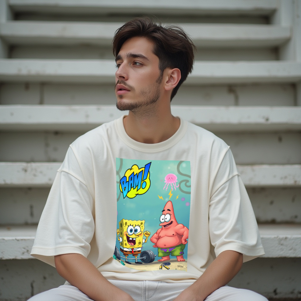 Nome do produto: Camiseta Oversized Off-White Bob Esponja