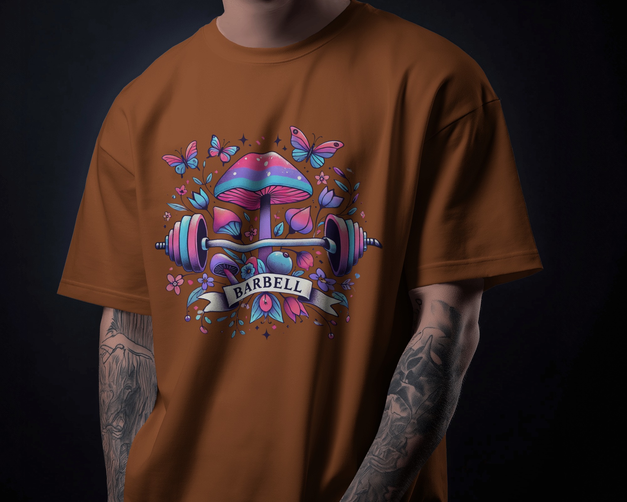 Nome do produto: Camiseta Oversized Barbell Marrom Tijolo