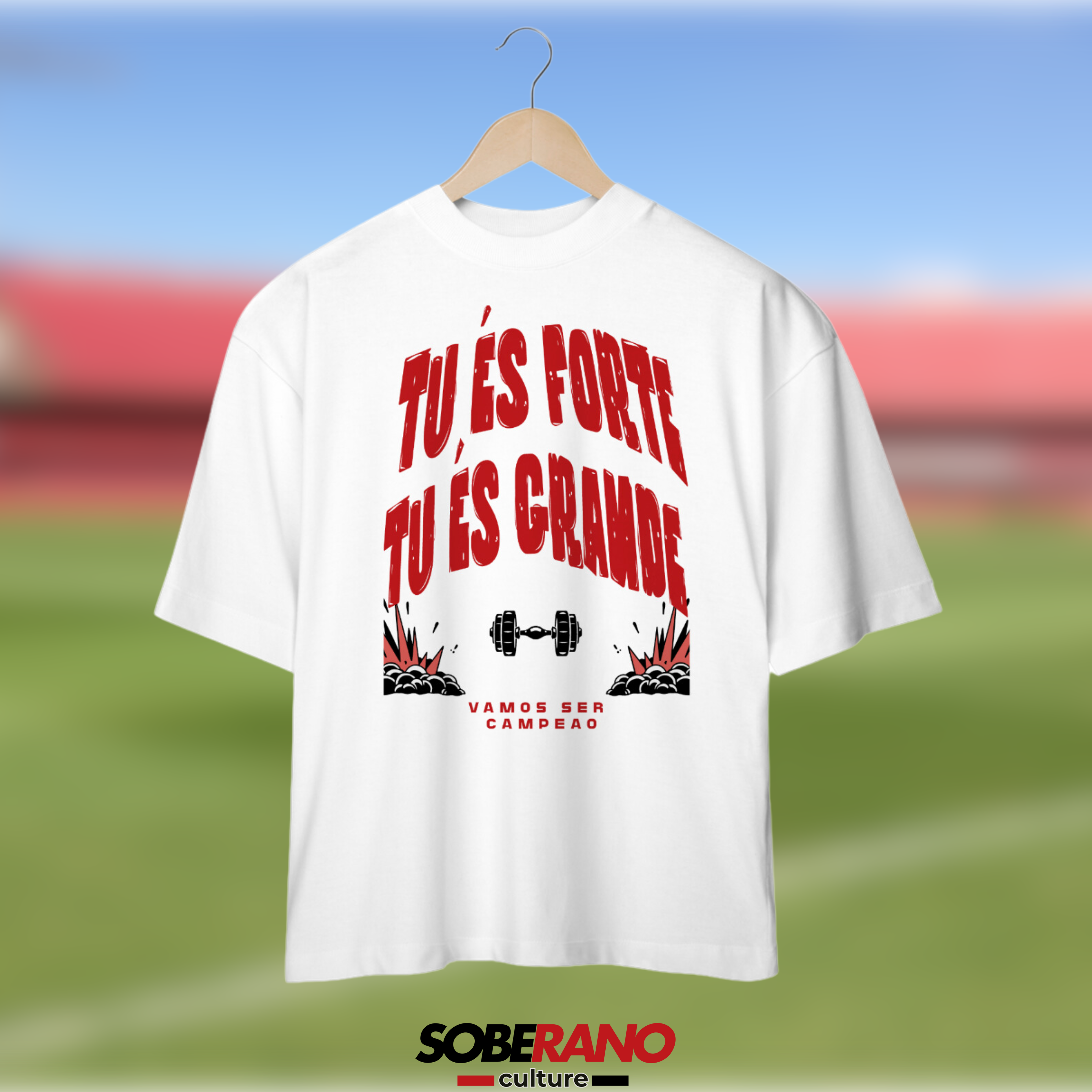 Camisa Oversize Soberano Culture TU ÉS FORTE TU ÉS GRANDE BRANCO - 
