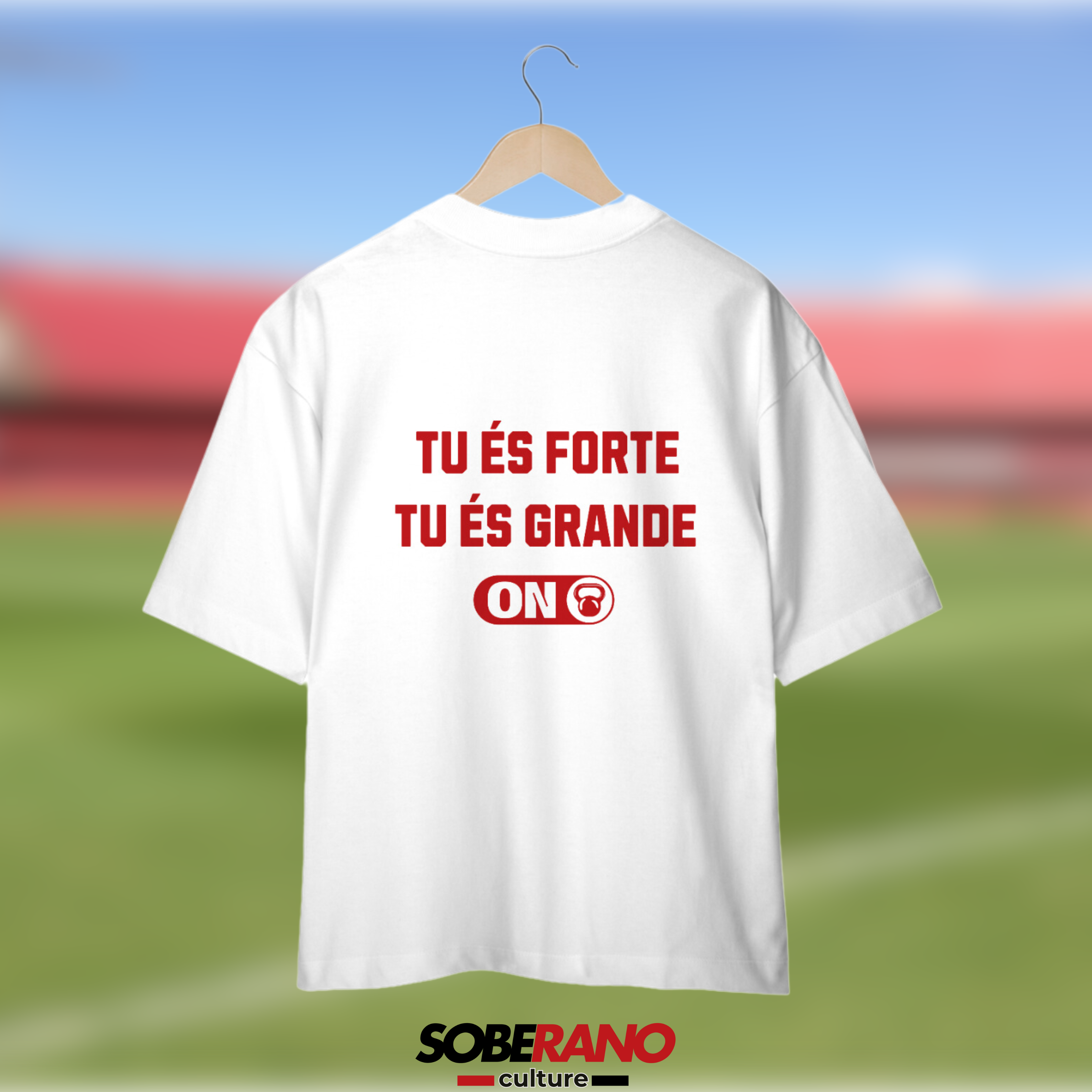 Camisa Oversize Soberano Culture TU ÉS FORTE TU ÉS GRANDE BRANCO - 