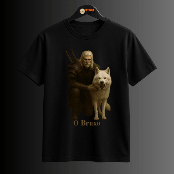 Camiseta o bruxo lobo branco - Inspirado The Witcher