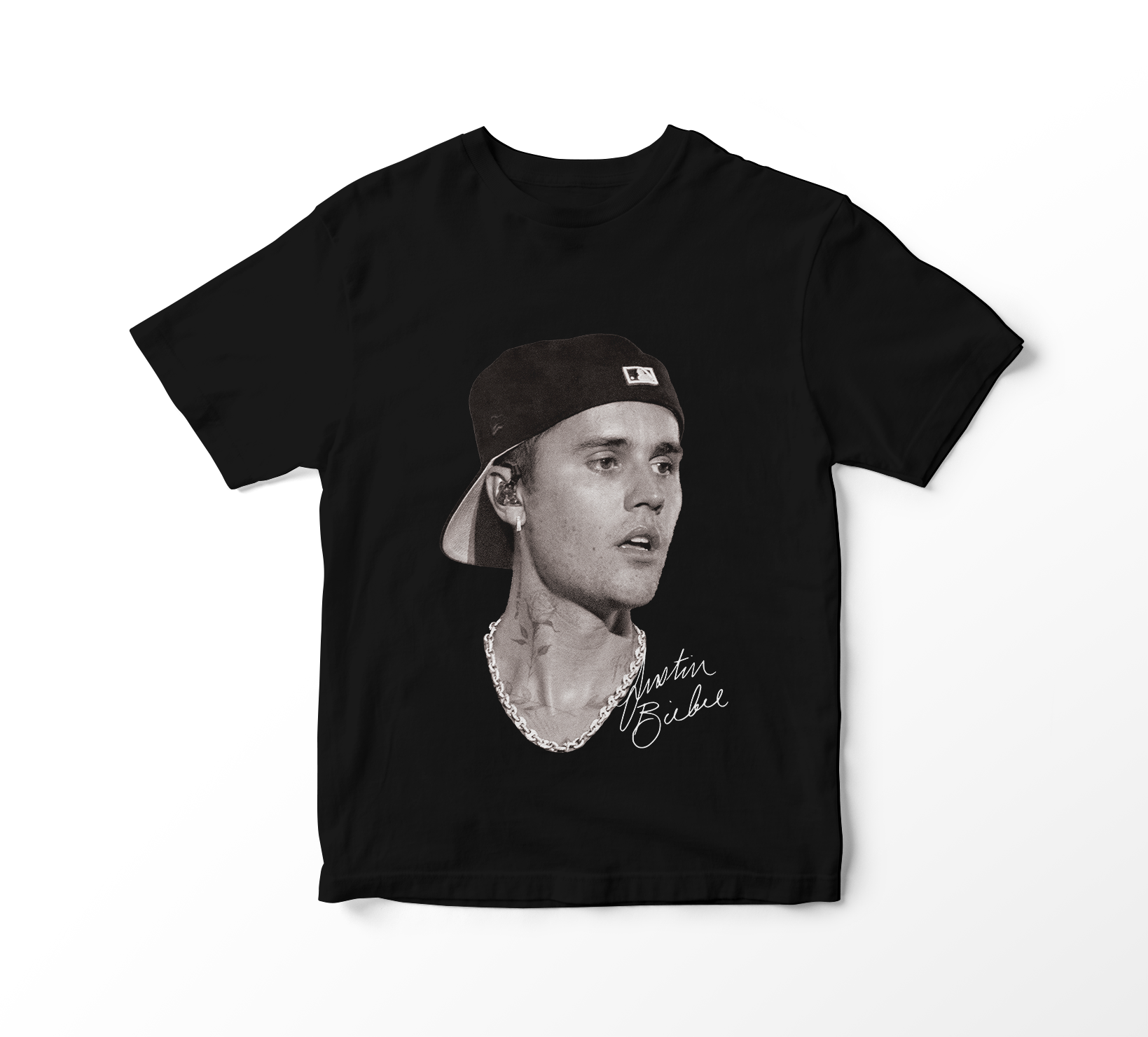 Nome do produto: Camiseta Justin Bieber - Faces (preta)