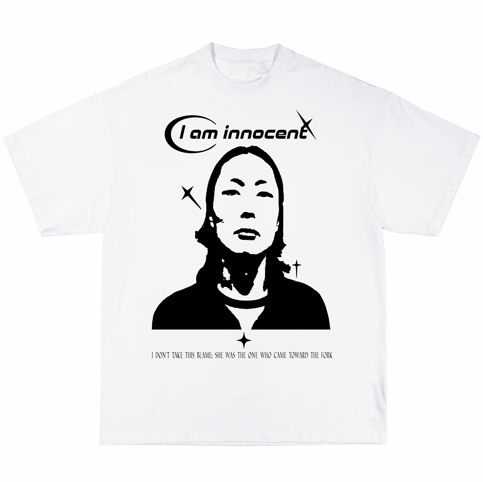 Nome do produto: Camiseta Oversized Branca I Am Innocent