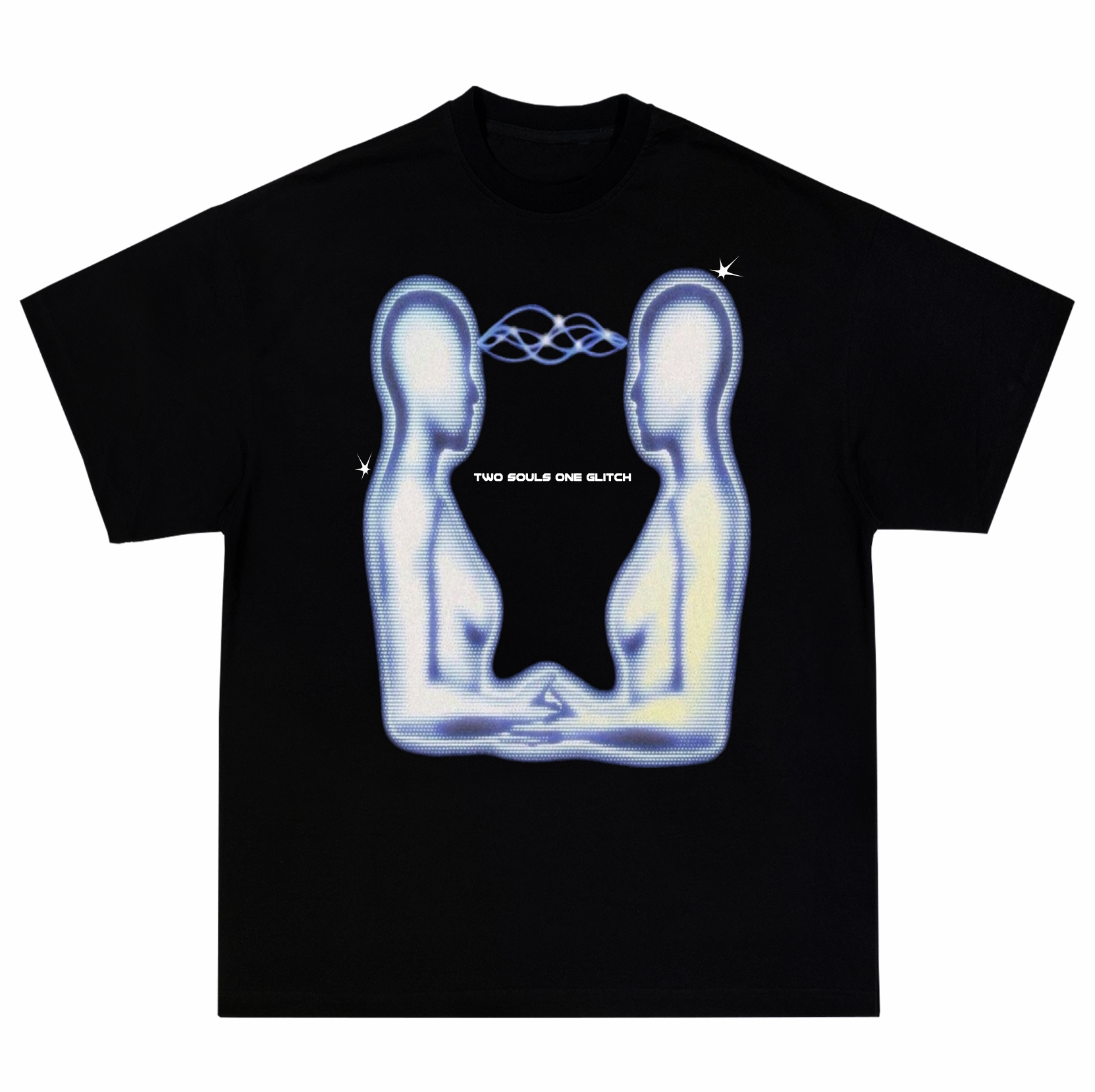 Nome do produto: Camiseta Oversized Preta Two Souls One Glitch