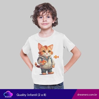 Camiseta Gato Pescador – Aventuras Felinas e Peixinhos Mágicos
