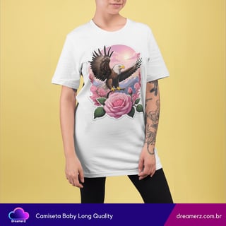 Camiseta Feminina Águia & Rosa – Liberdade com Delicadeza
