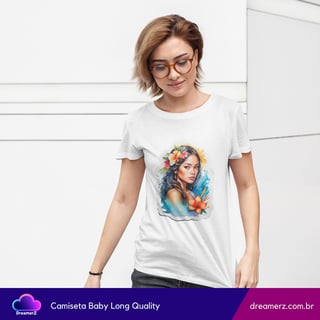 Camiseta Feminina Arte Tropical – Beleza, Coragem e Alma em Uma Só Peça