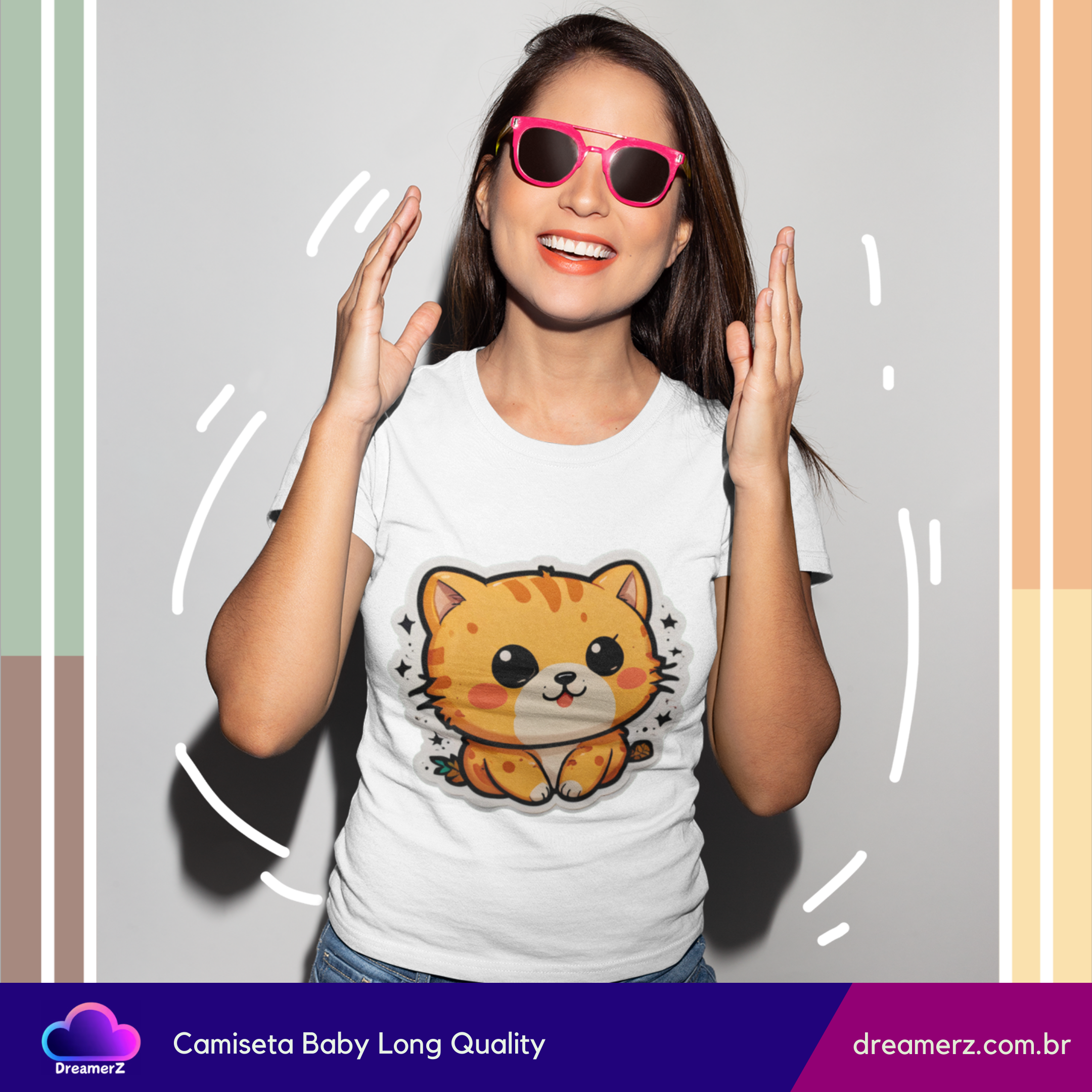 Camiseta Feminina Gatinho Kawaii – Conquiste Corações com Essa Fofura!