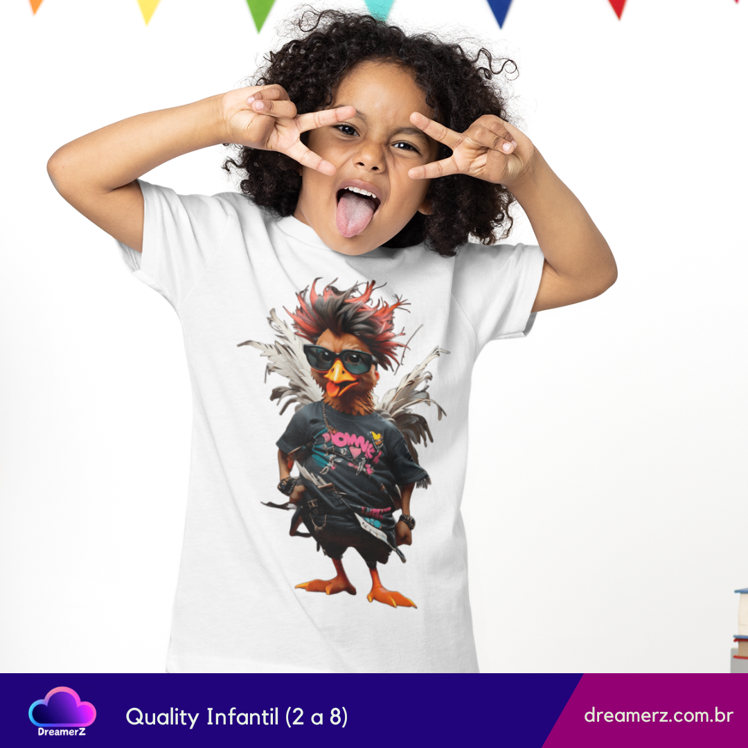 Camiseta Frango Rockeiro – O Estilo Que Quebra os Ovos!