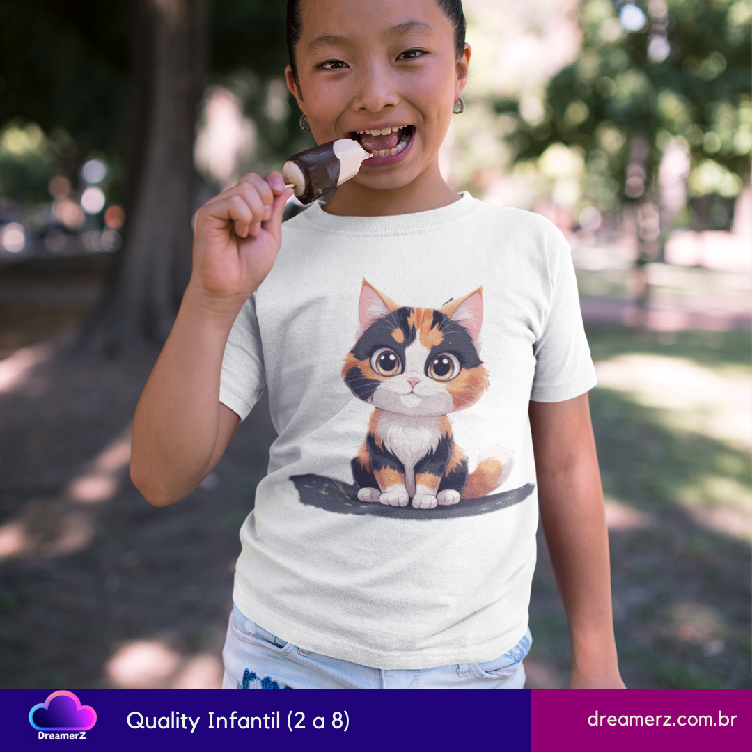 Camiseta Gatinha Tricolor – Meiguice que Veste Estilo