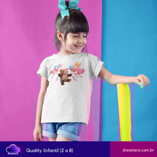 Camiseta: Ursinho na Festa dos Balões – Doçura no Ar!