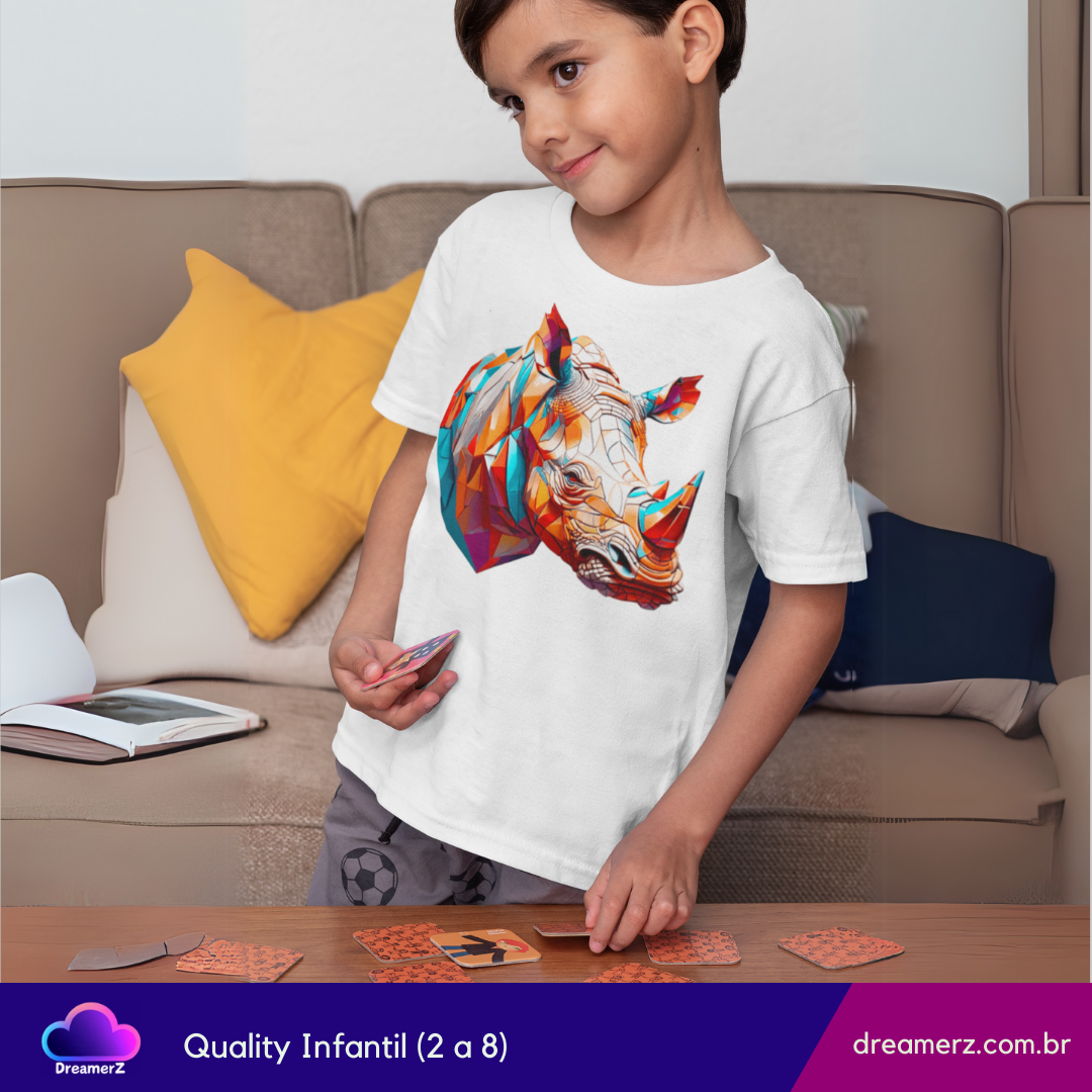 Camiseta Rinoceronte Geométrico – Arte Selvagem no Seu Estilo