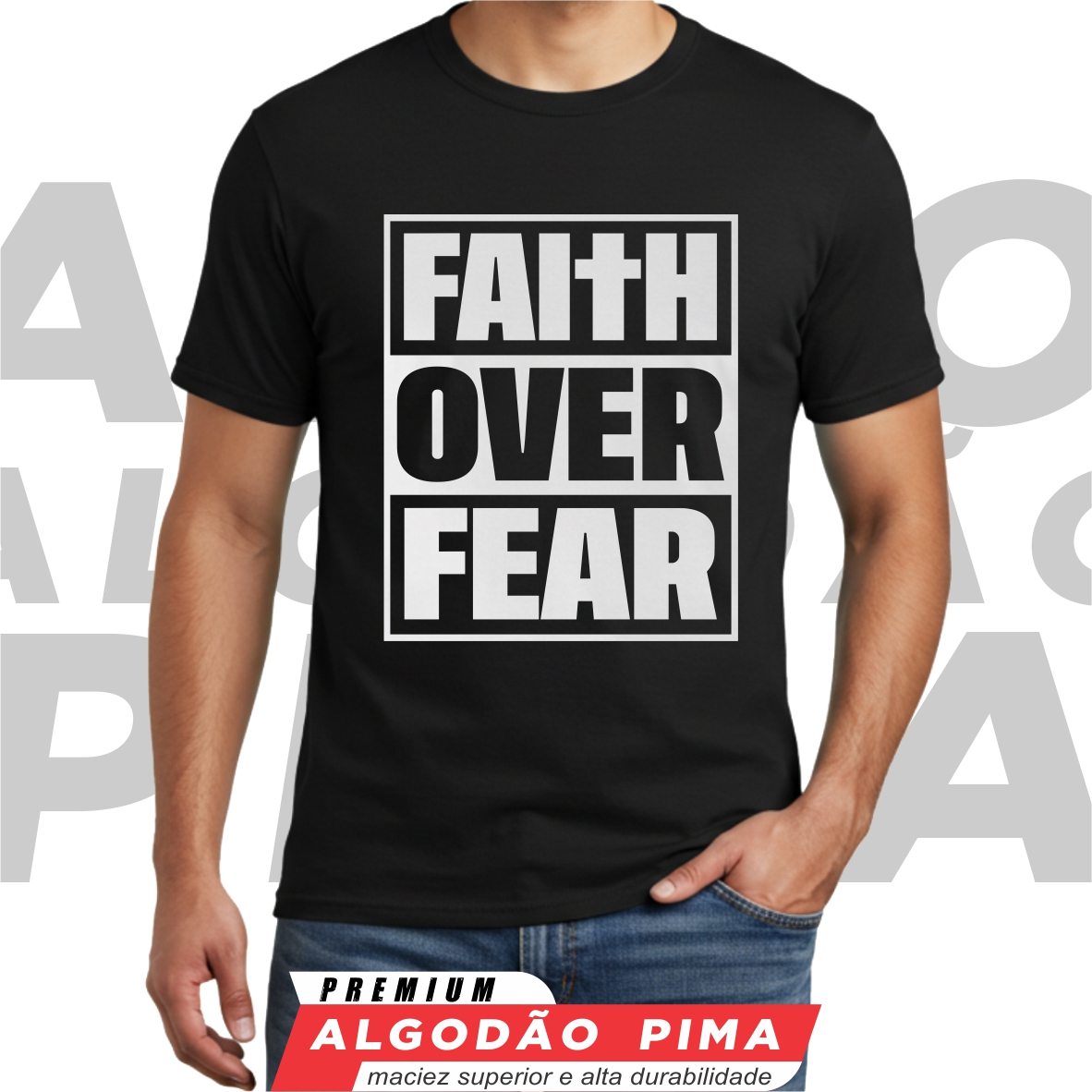 Camiseta - Faith Over Fear - Manifesto de Coragem