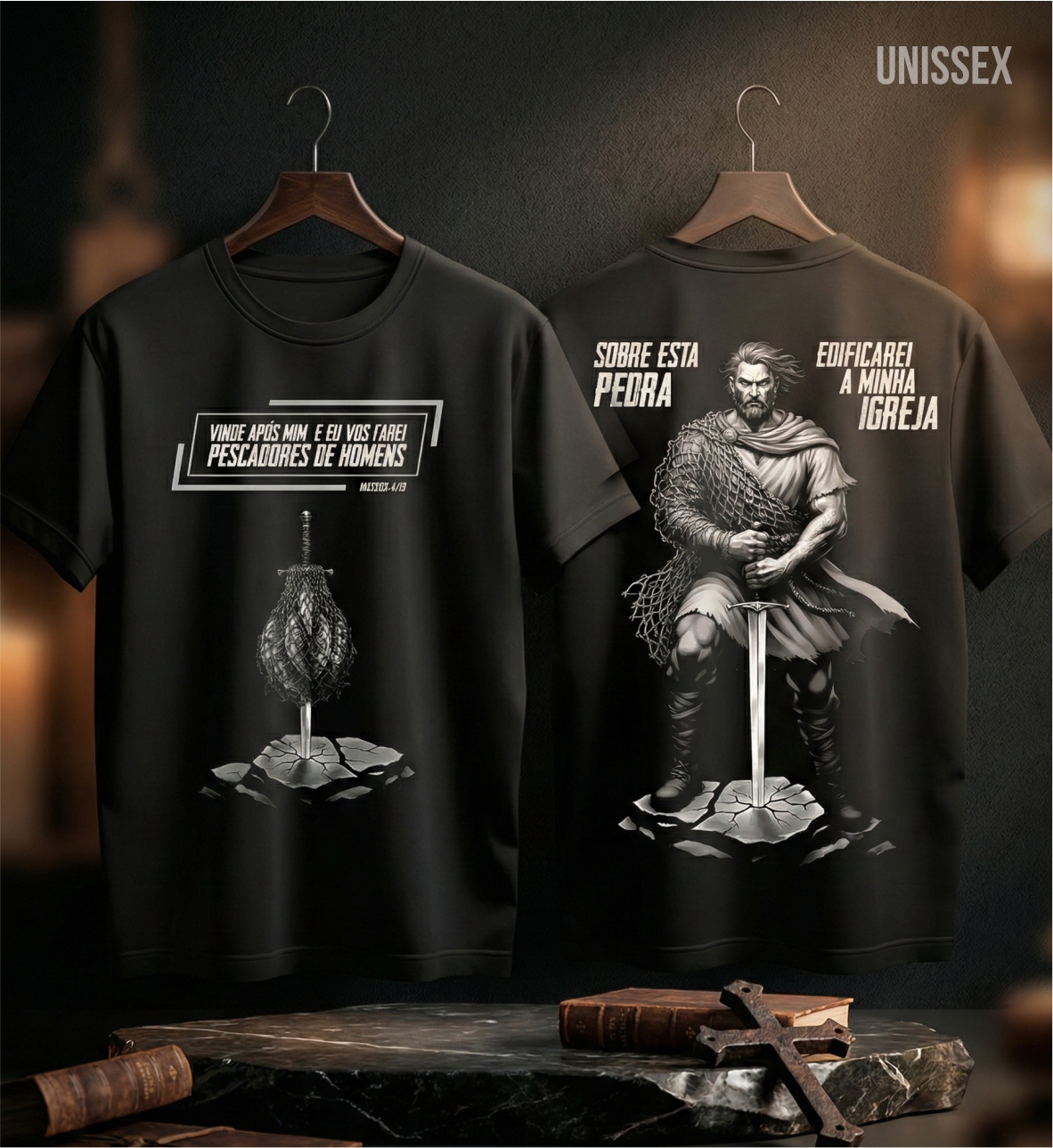 Camiseta - Apóstolo Pedro: Pescador e Rocha