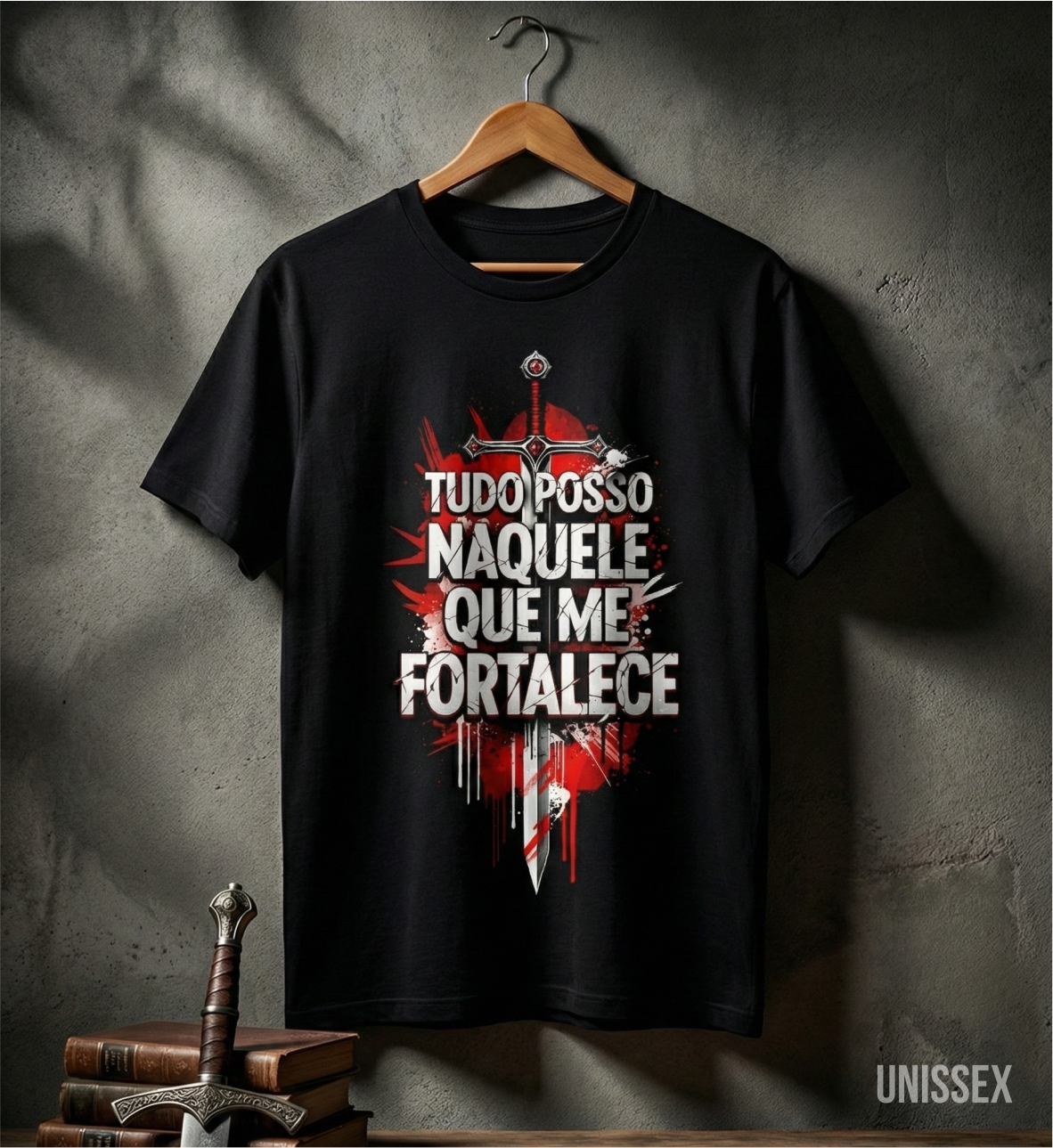 Camiseta Unissex - Tudo Posso: A Espada da Vitória