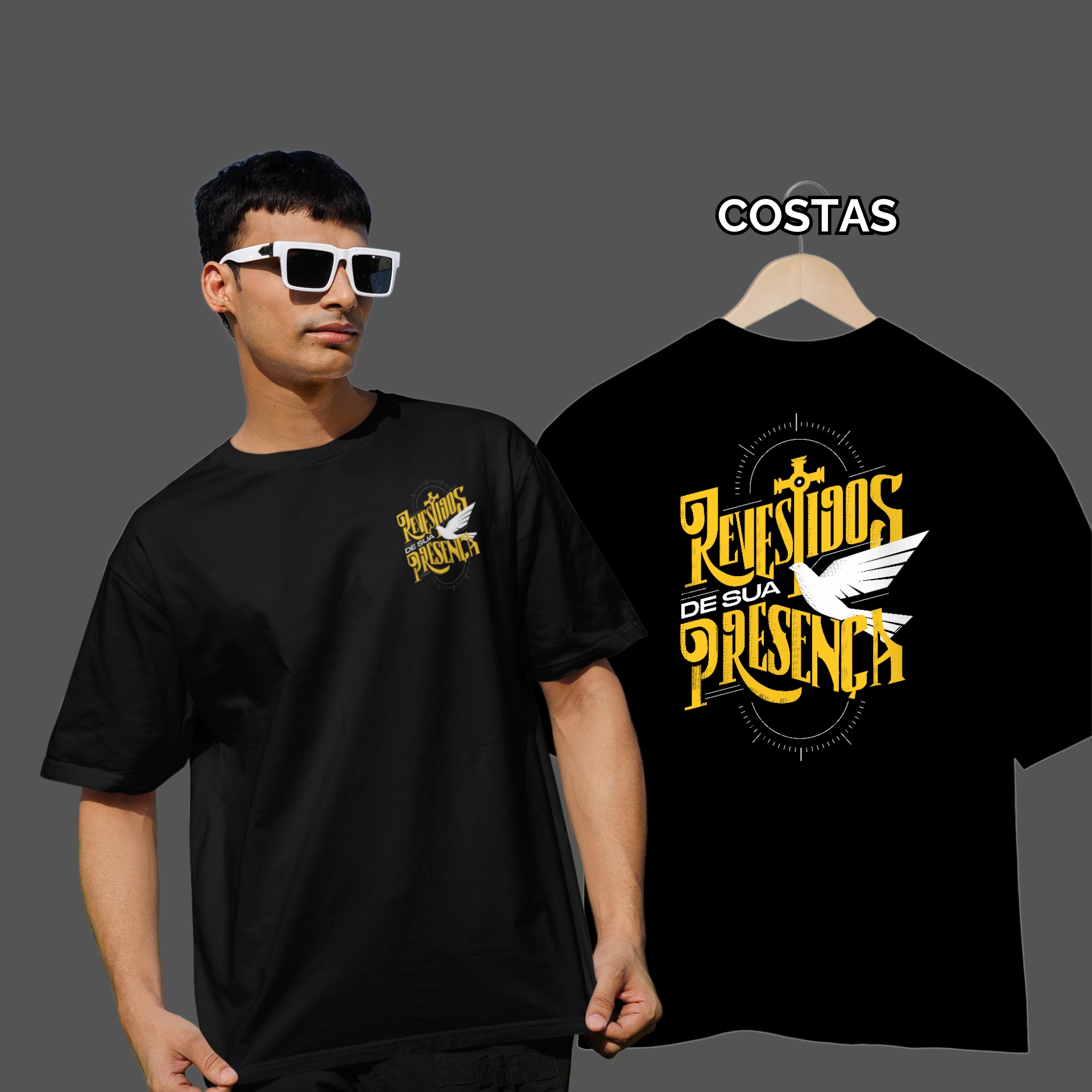 Camiseta Masculina Oversized Revestidos de Sua Presença