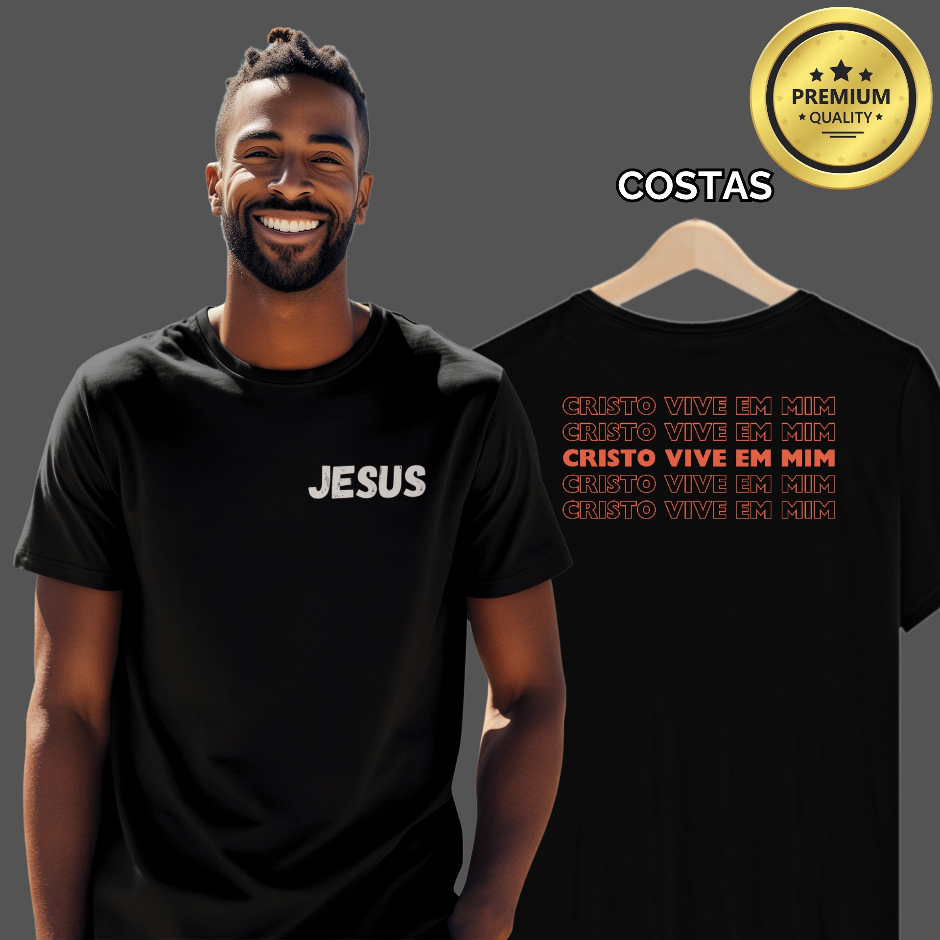 Camiseta Masculina Premium Cristo Vive em Mim
