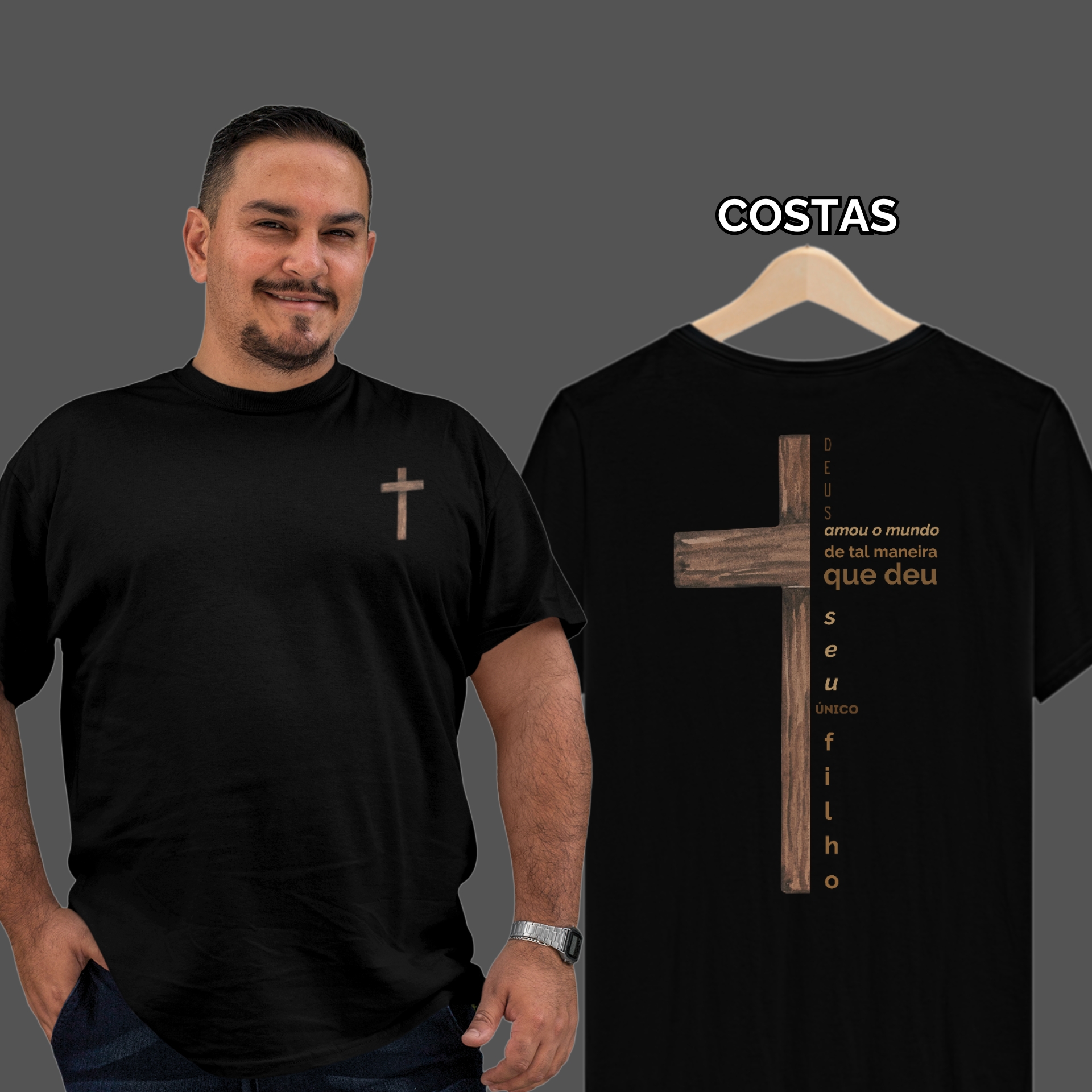 Camiseta Masculina Plus Size Deus Amou o Mundo de Tal Maneira