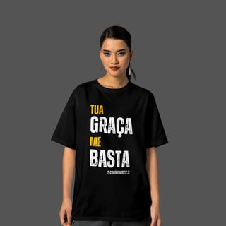Camiseta Feminina Oversized Tua Graça me basta