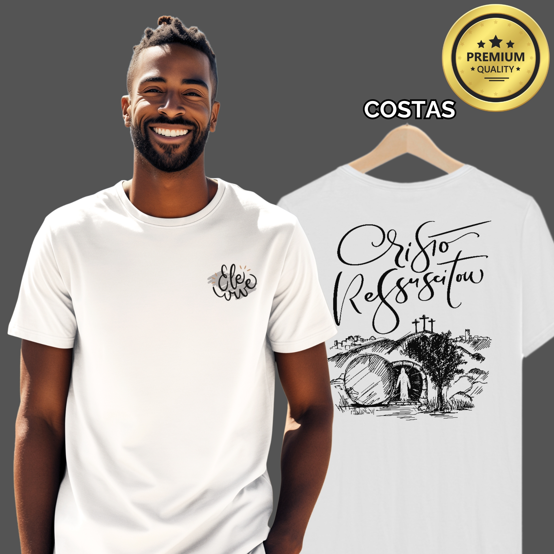 Camiseta Masculina Premium Cristo Ressuscitou