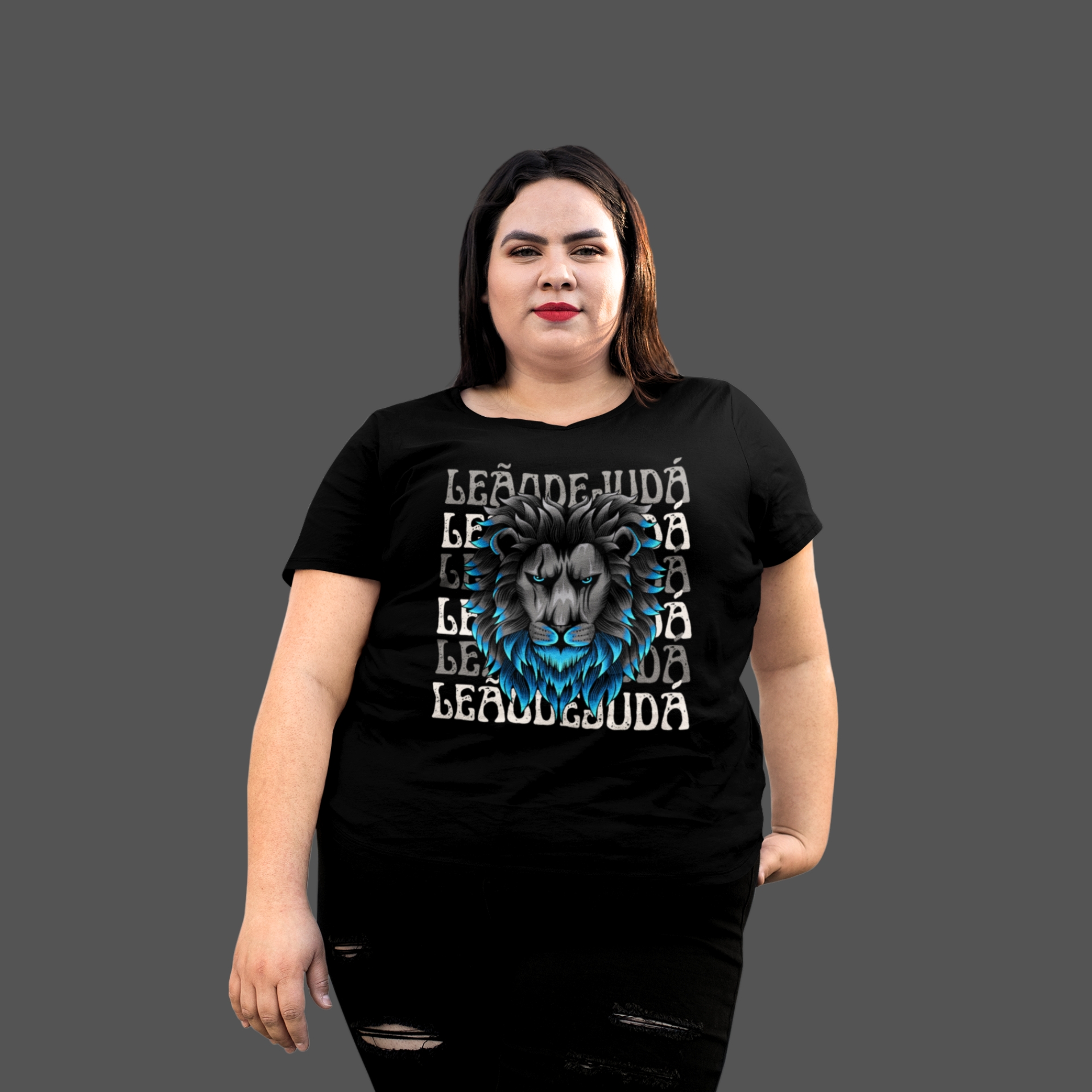 Camiseta Feminina Plus Size Leão de Judá