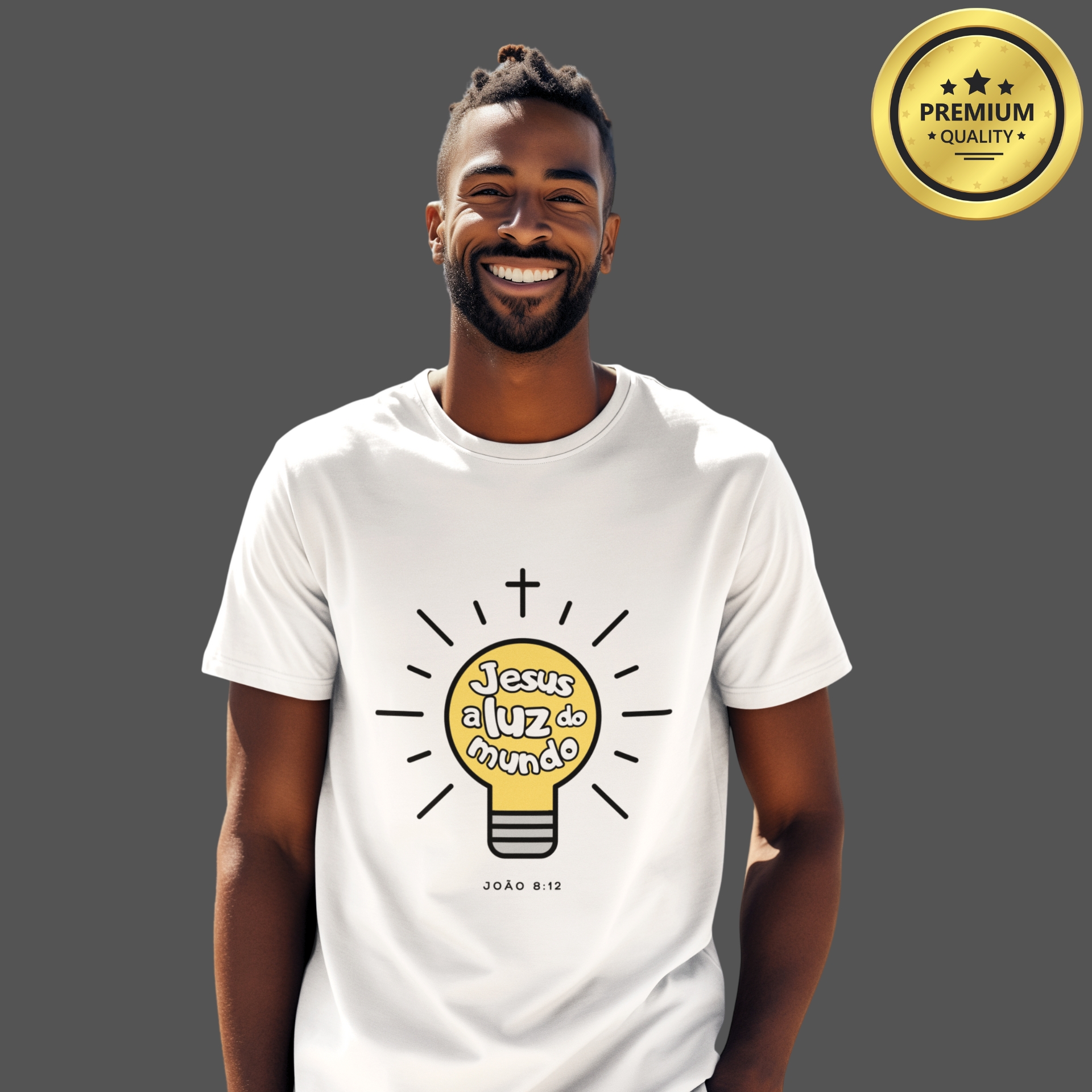 Camiseta Masculina Premium Jesus a luz do mundo
