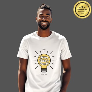 Camiseta Masculina Premium Jesus a luz do mundo