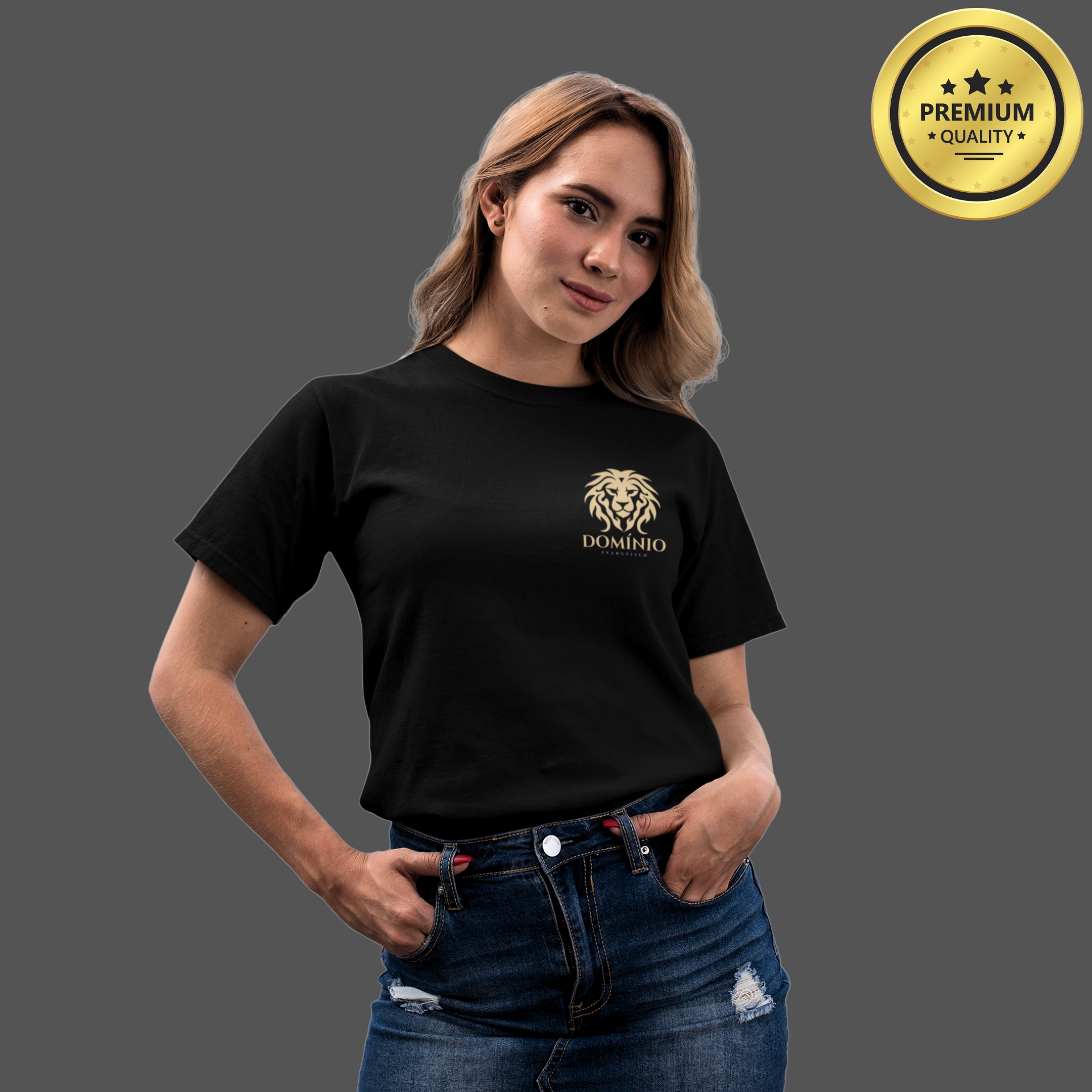 Camiseta Feminina Premium Domínio Evangélico Símbolo