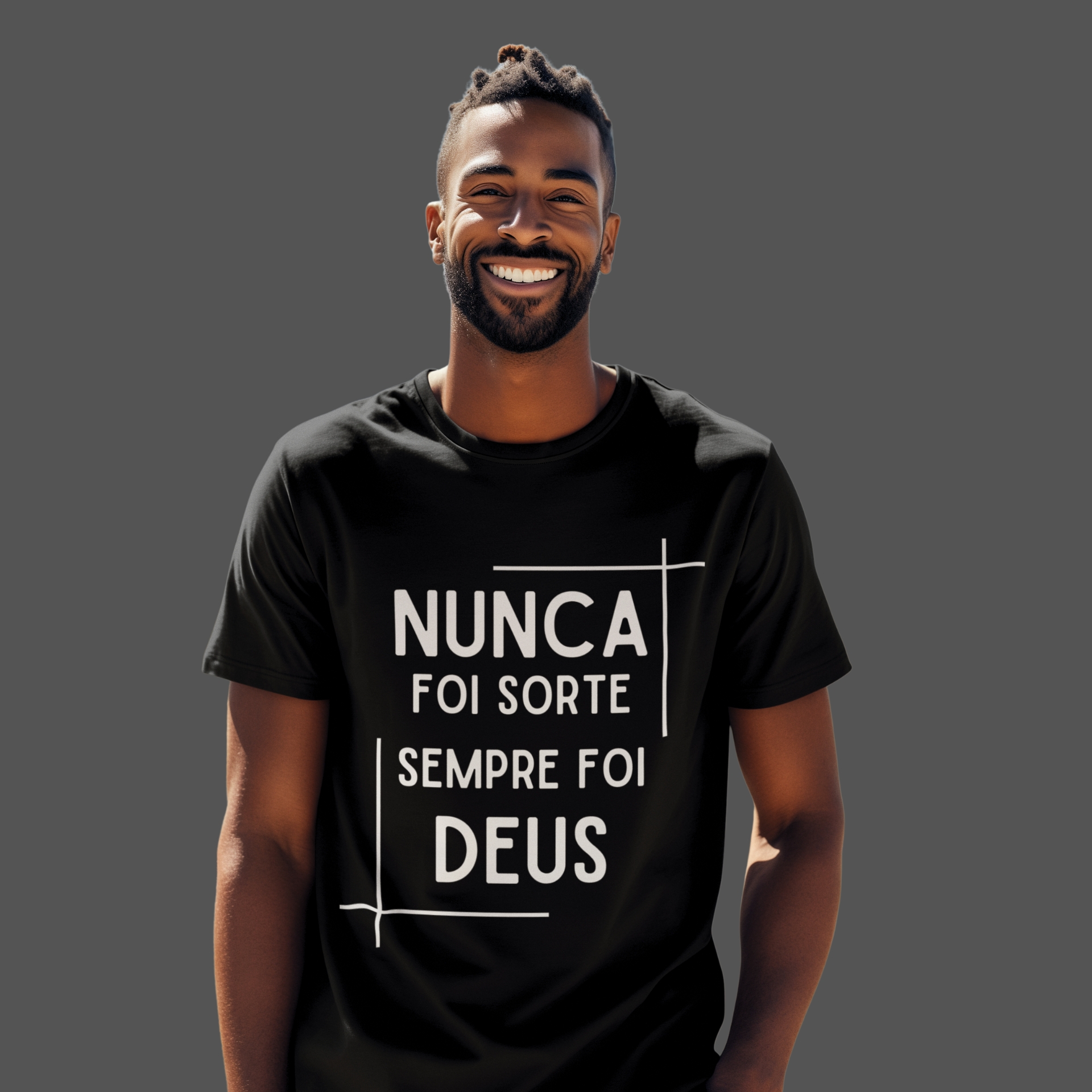 Camiseta Masculina Nunca foi sorte sempre foi Deus