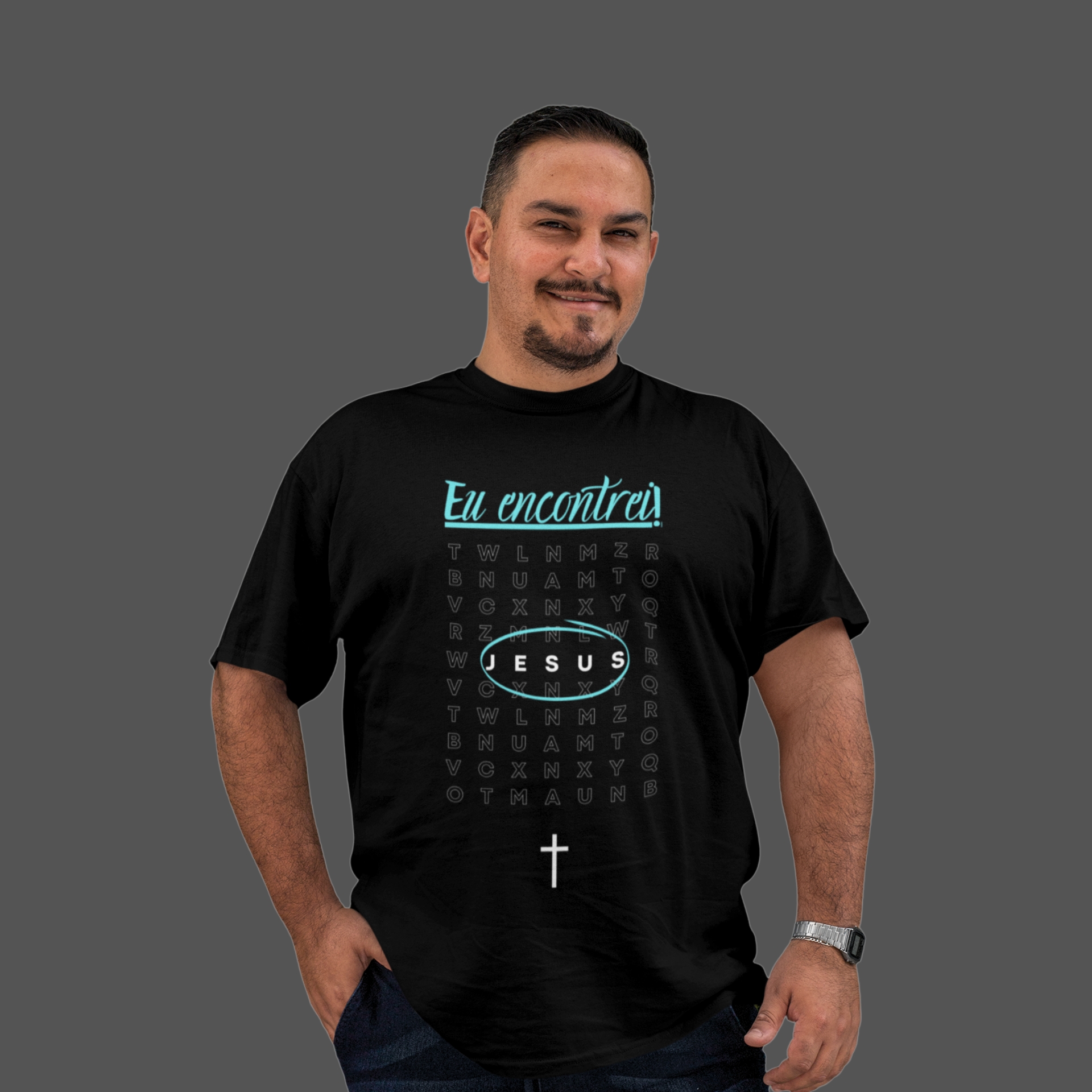 Camiseta Masculina Plus Size Eu encontrei Jesus