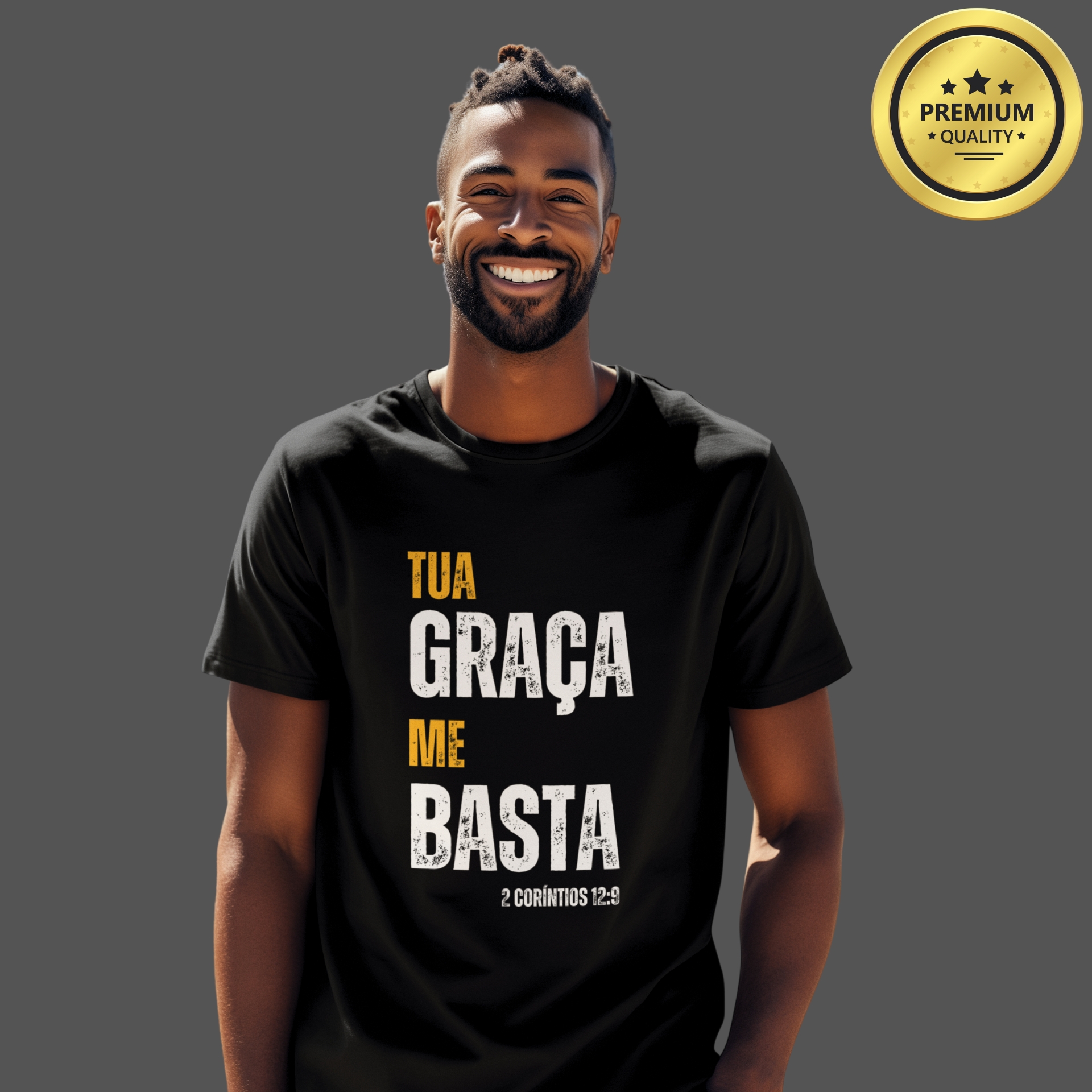 Camiseta Masculina Premium Tua Graça me basta