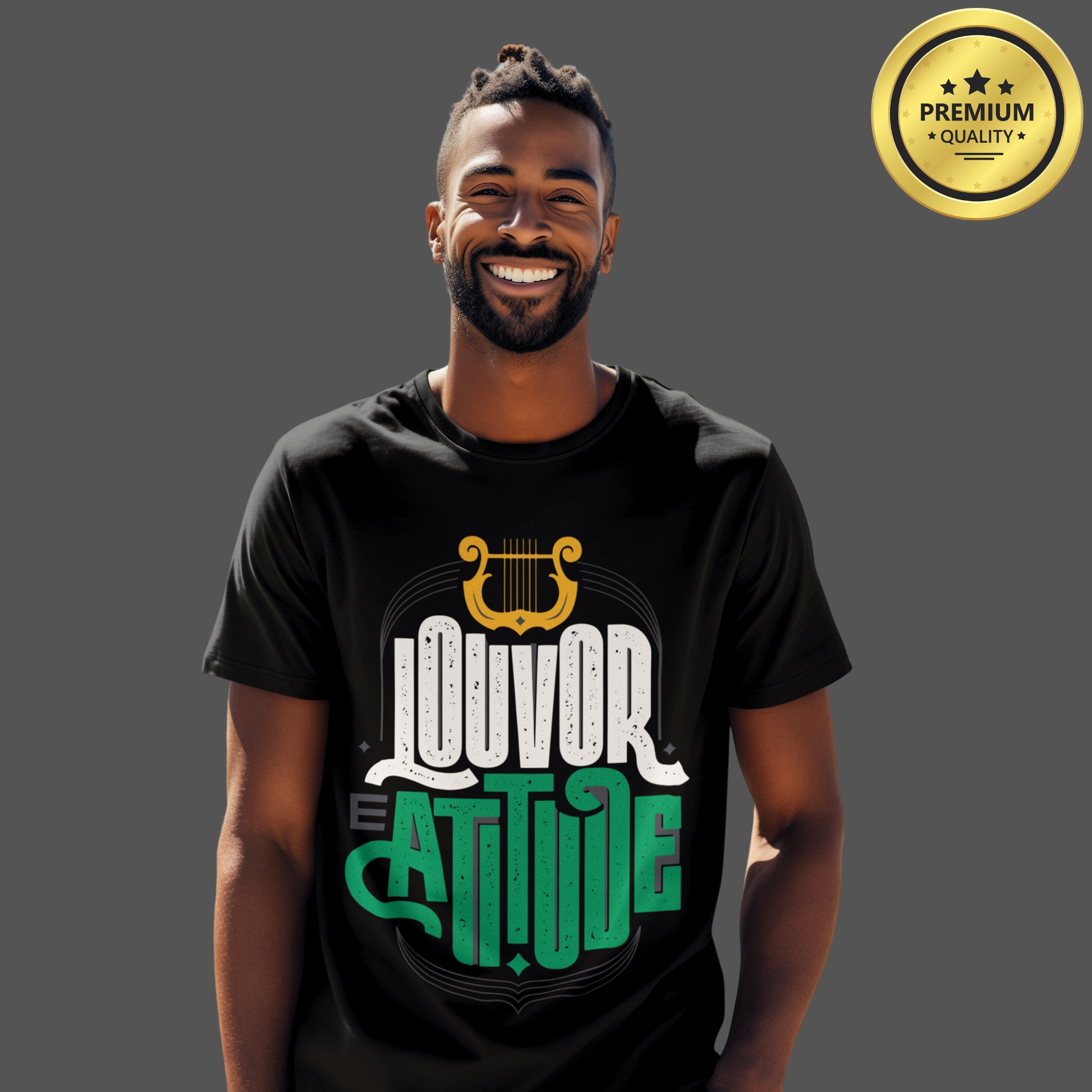 Camiseta Masculina Premium Louvor e Atitude