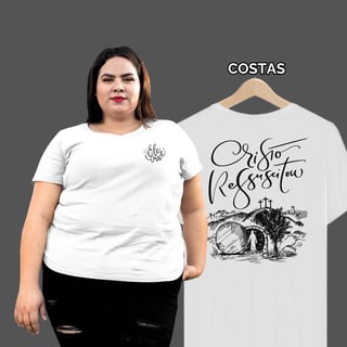 Camiseta Feminina Plus Size Cristo Ressuscitou