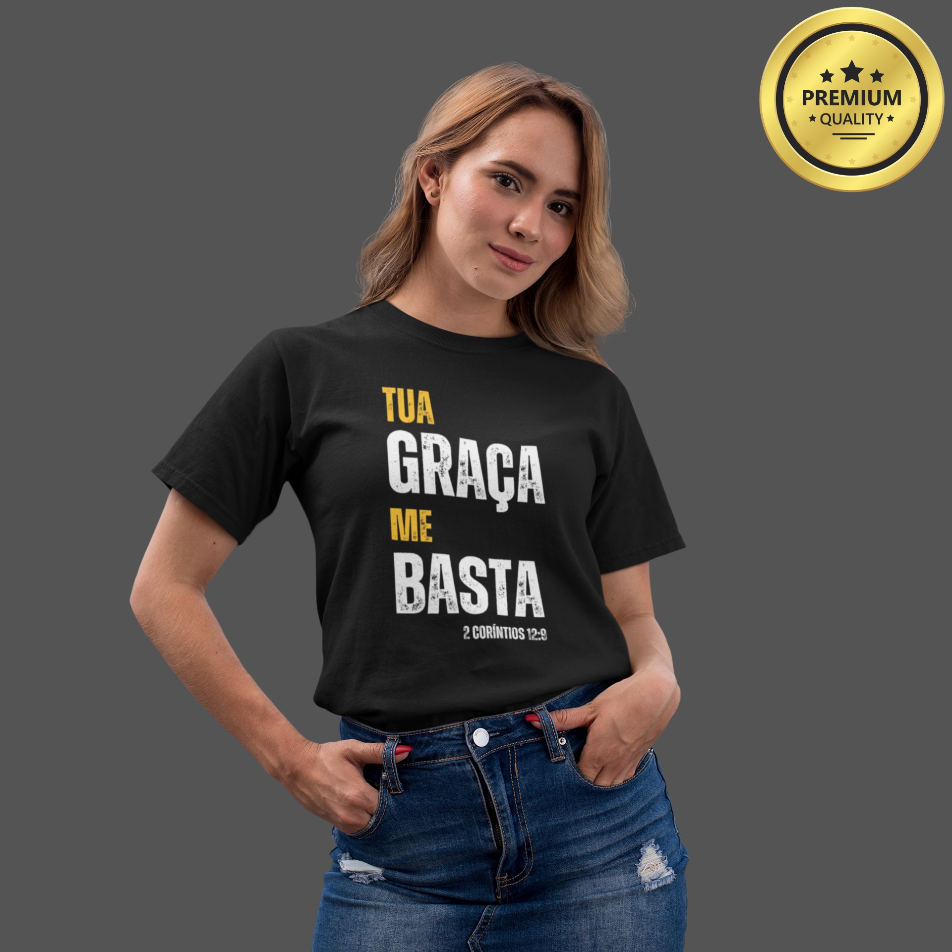 Camiseta Feminina Premium Tua Graça me basta