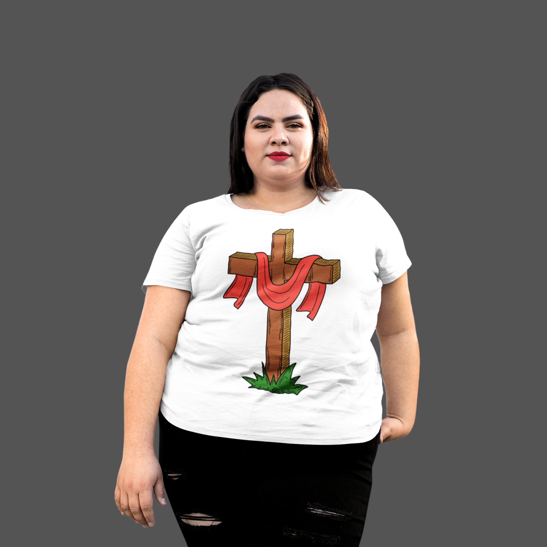 Camiseta Feminina Plus Size Cruz Vazia