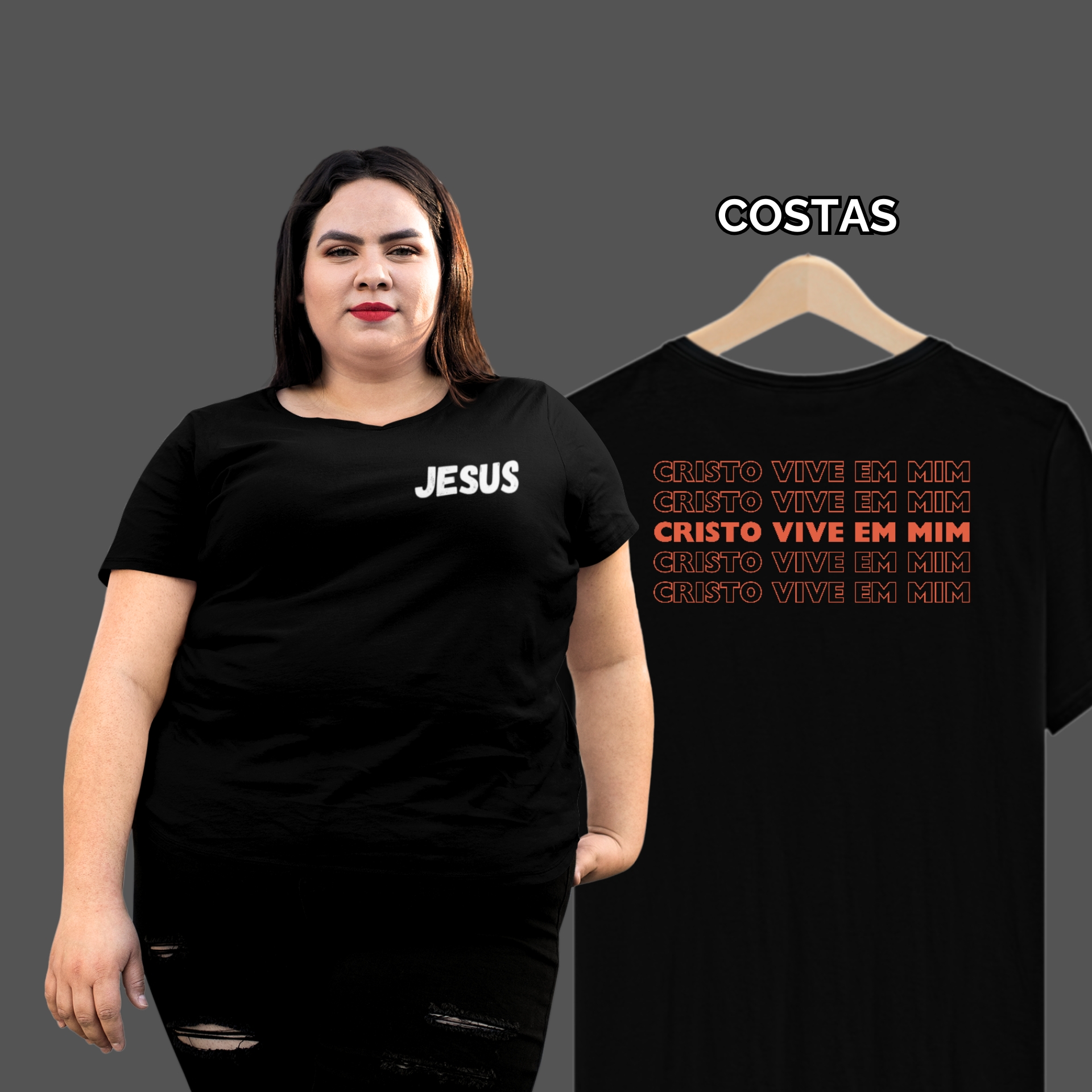 Camiseta Feminina Plus Size Cristo Vive em Mim