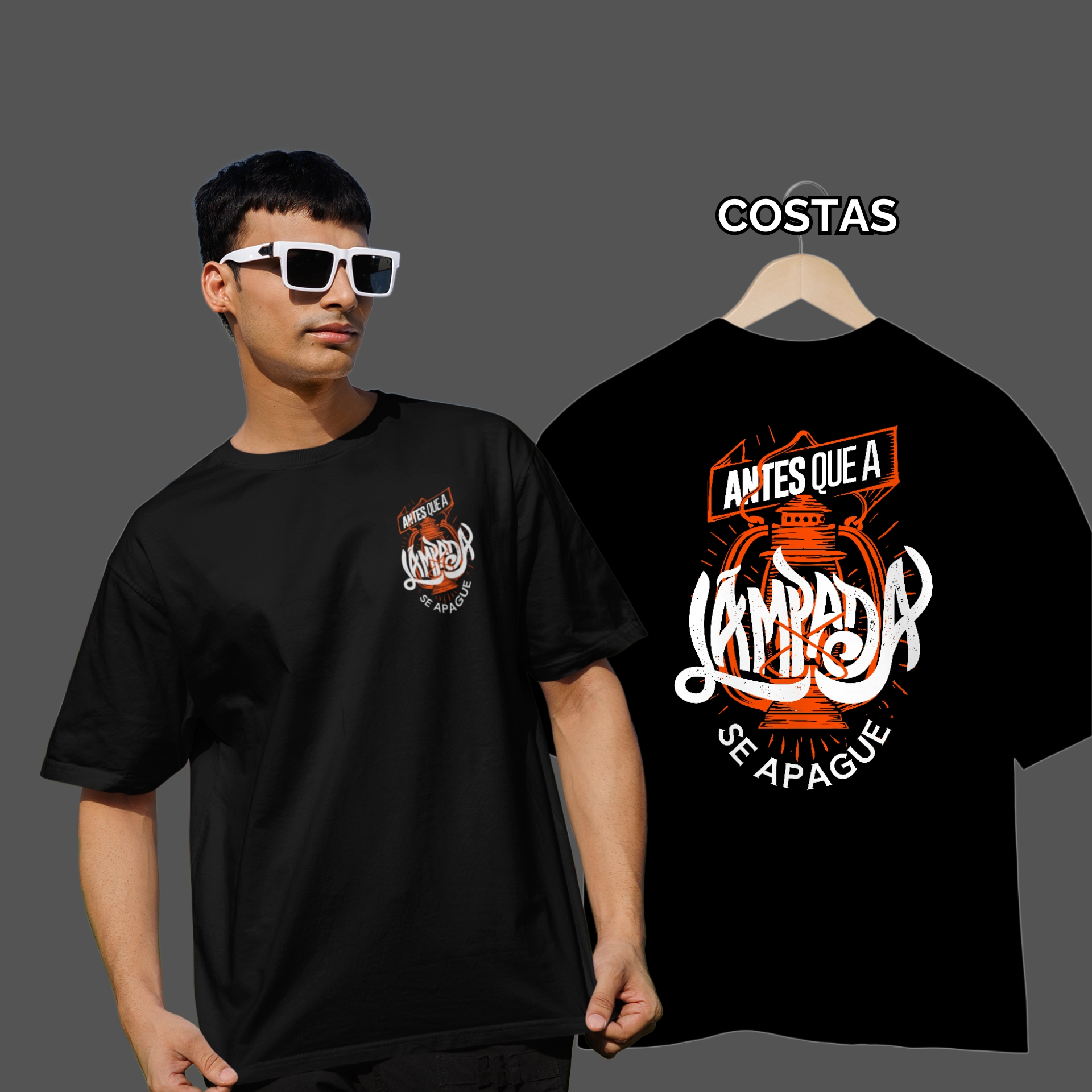 Camiseta Masculina Oversized Antes que a Lâmpada se Apague