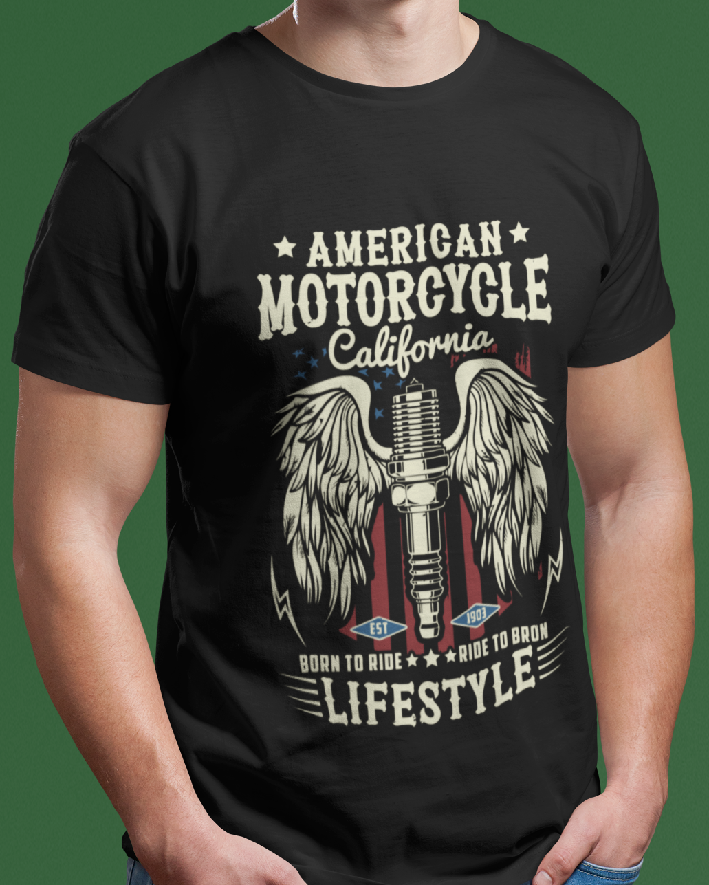 Nome do produto: CAMISETA AMERICAN MOTORCYCLE