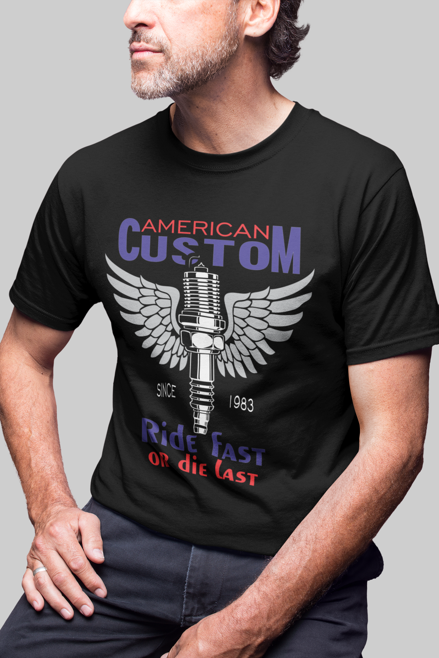 Nome do produto: CAMISETA AMERICAN CUSTOM PRETA