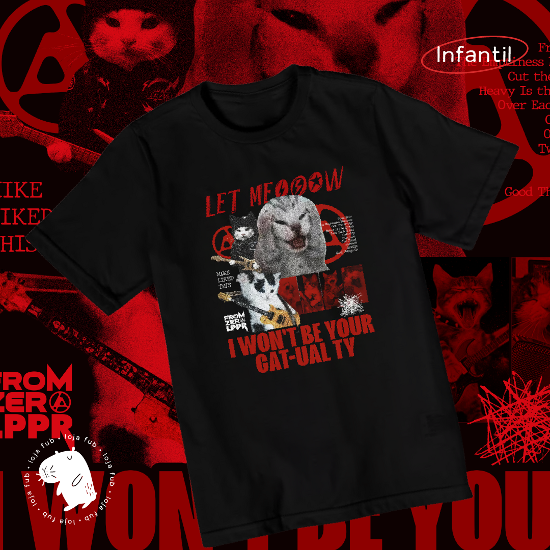  Camiseta Infantil Let Meow Vermelho