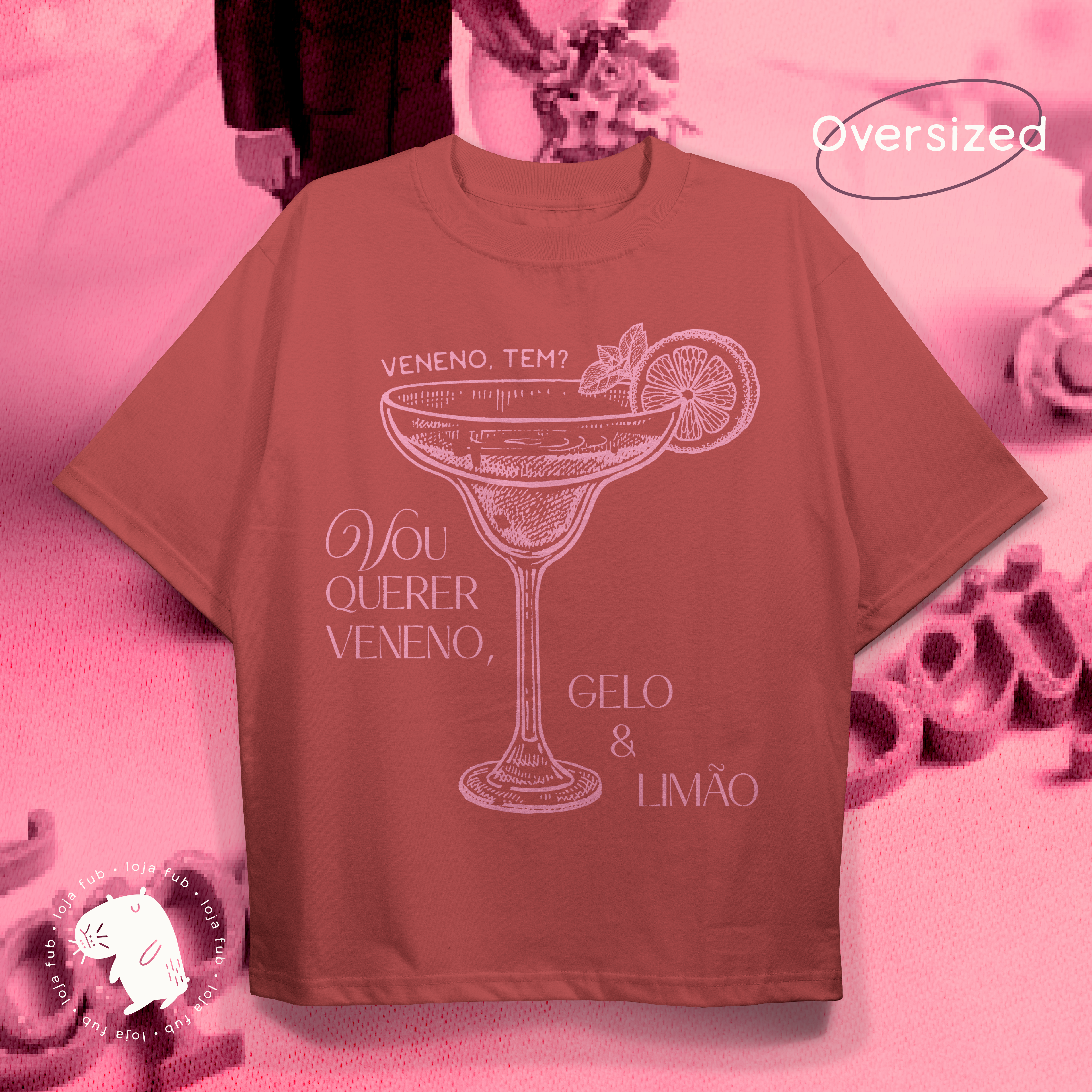 Camiseta Oversized Veneno, Gelo e Limão