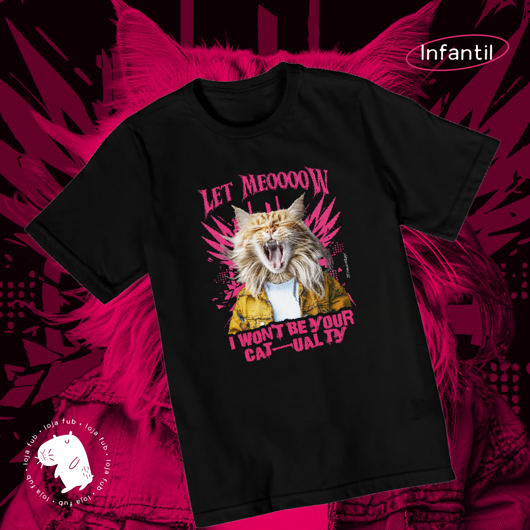 Camiseta Infantil Let Meow Rosa